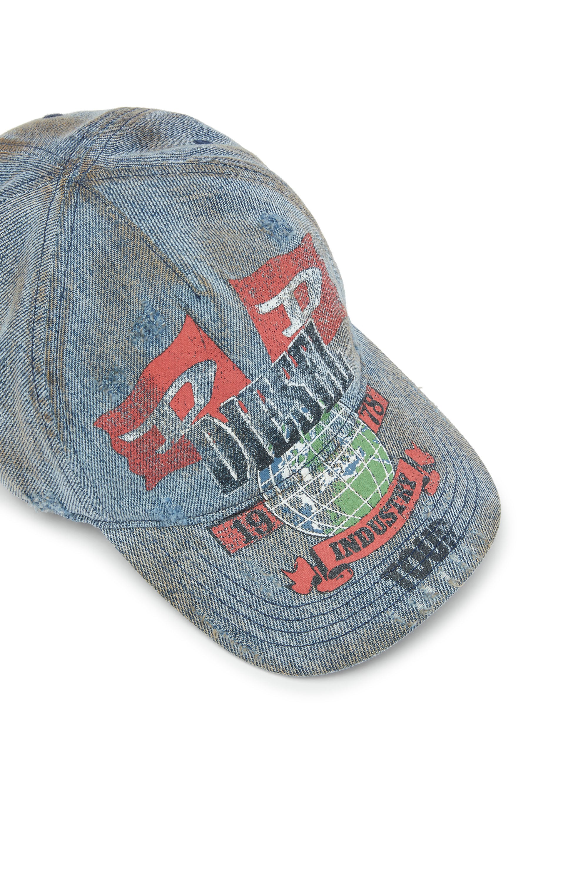 Diesel - C-ROCK, Male's Denim baseball cap with concert graphics in ライトブルー - 3