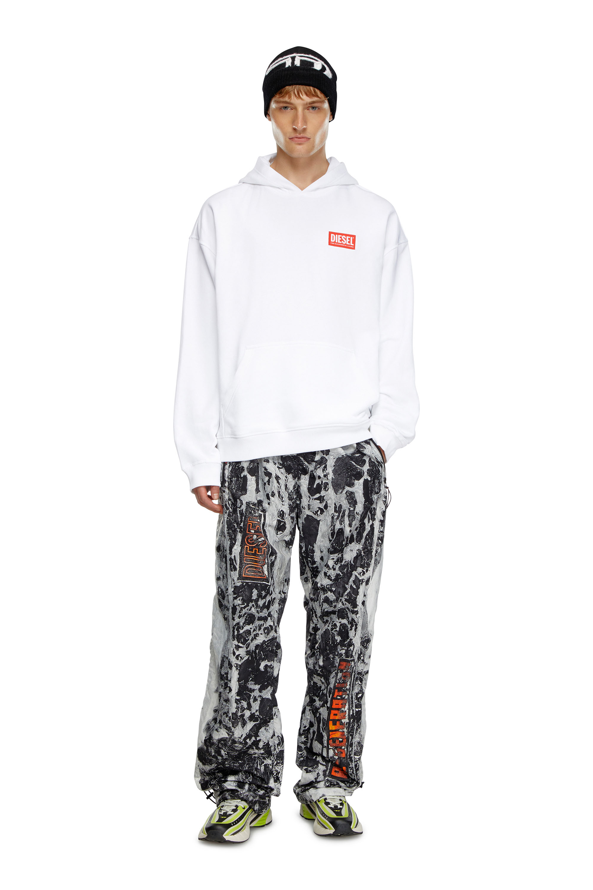 Diesel - S-BOXT-HOOD-LAB, Male's Hoodie with Diesel label in ホワイト - 1