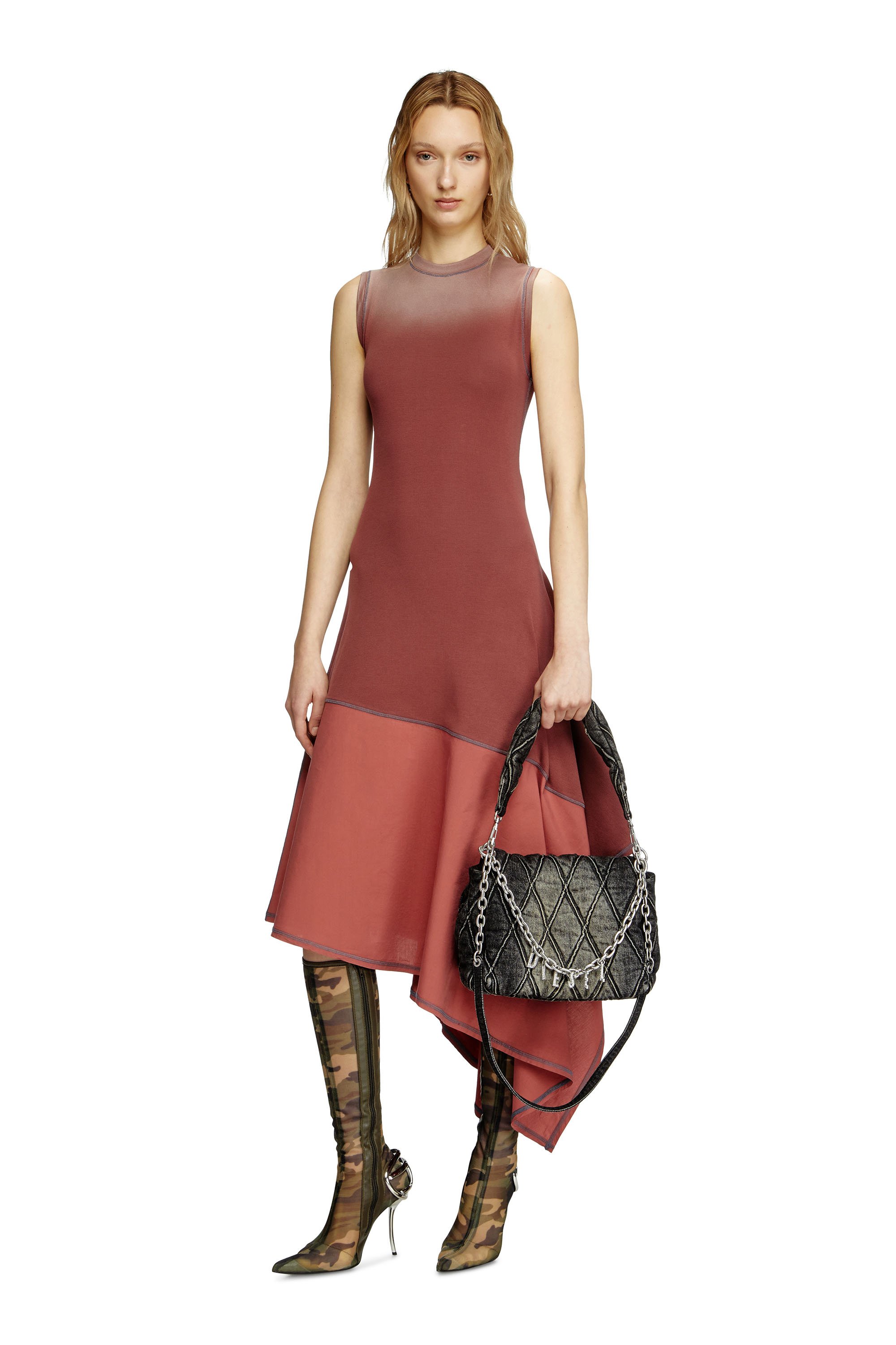 Diesel - D-ELICY, Female's Asymmetric sleeveless dress in ピンク / ホワイト - 2