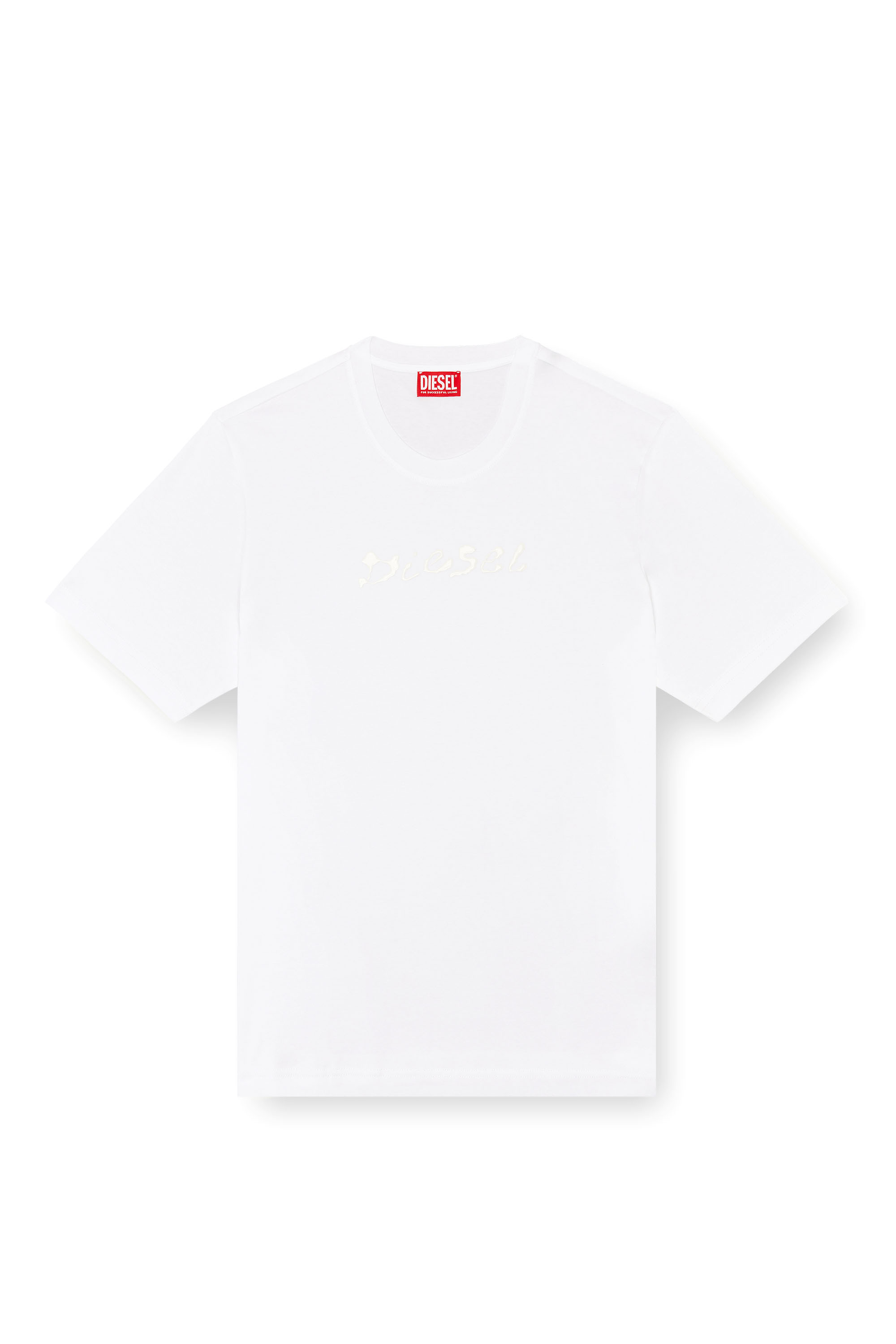 Diesel - T-MADJUST-K2, Male's Mercerised cotton T-shirt with tonal logo in ホワイト - 3