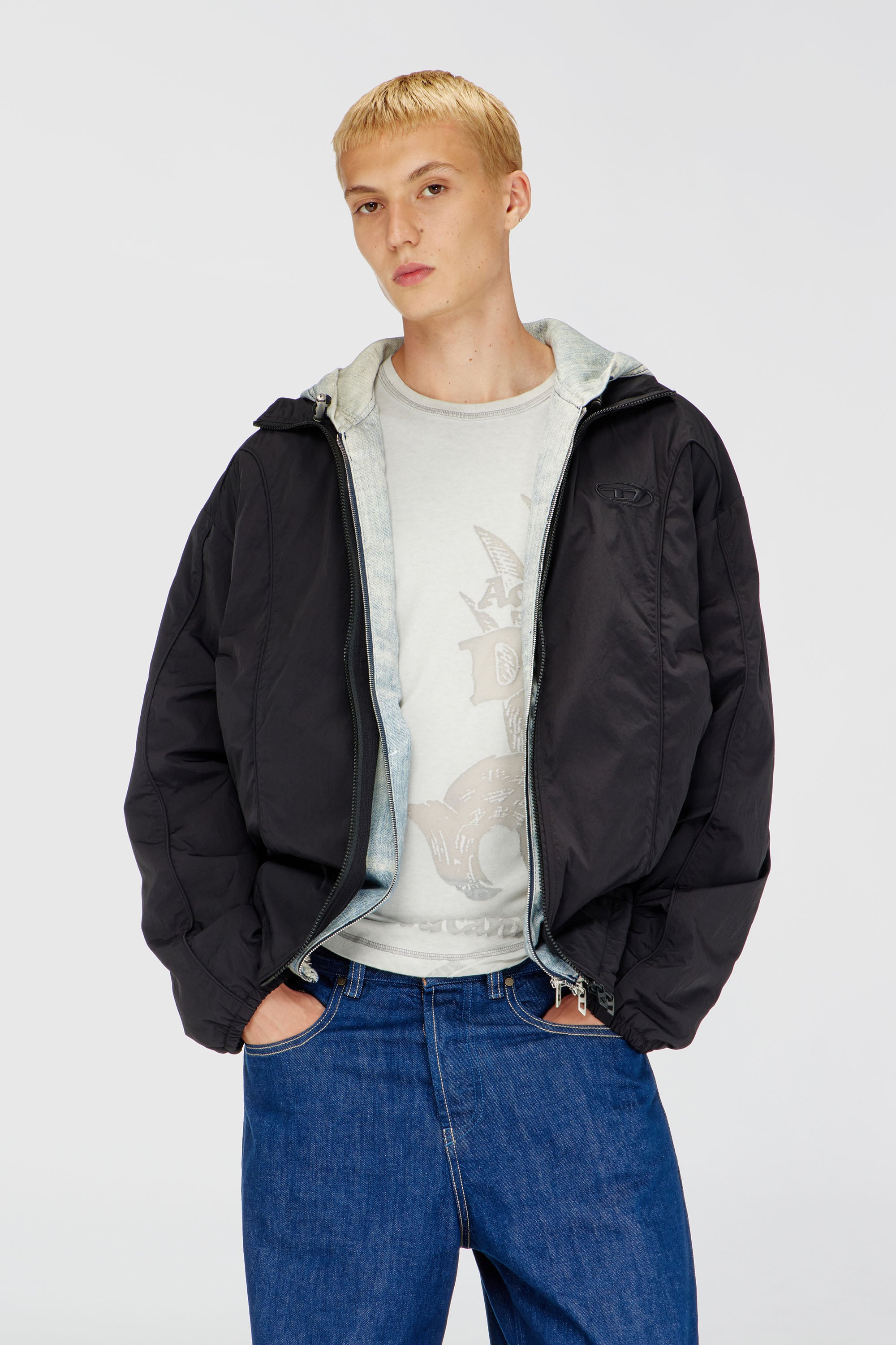 Diesel - J-FIVE-WRD-AKAD, Male's ウィンドブレーカー in ブラック - 1
