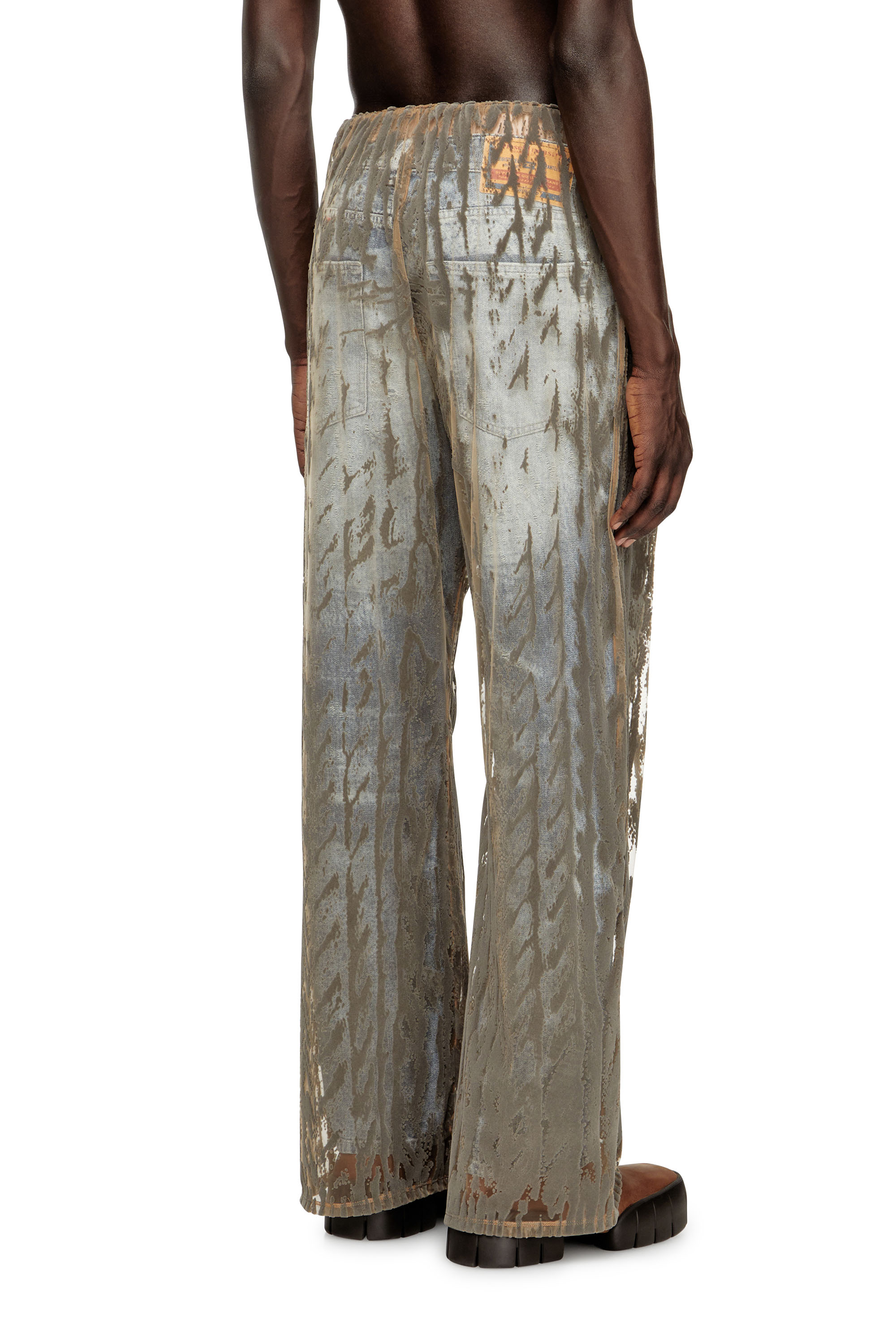 Diesel - P-EGASO, Male's Tulle pants with flocked cable prints in グレー - 2