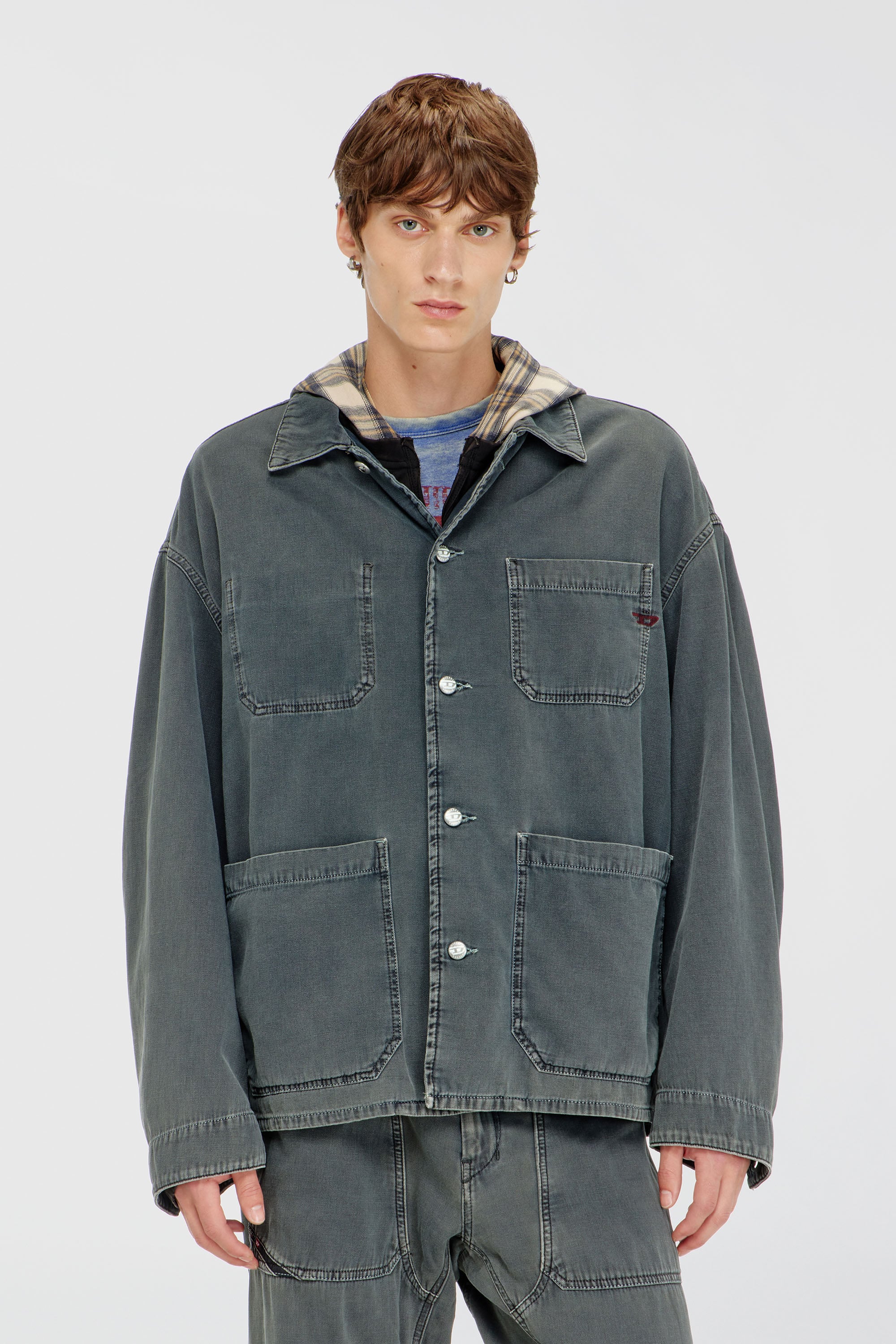 Diesel - D-STACK-U, Unisex's デニムジャケット in グレー - 1