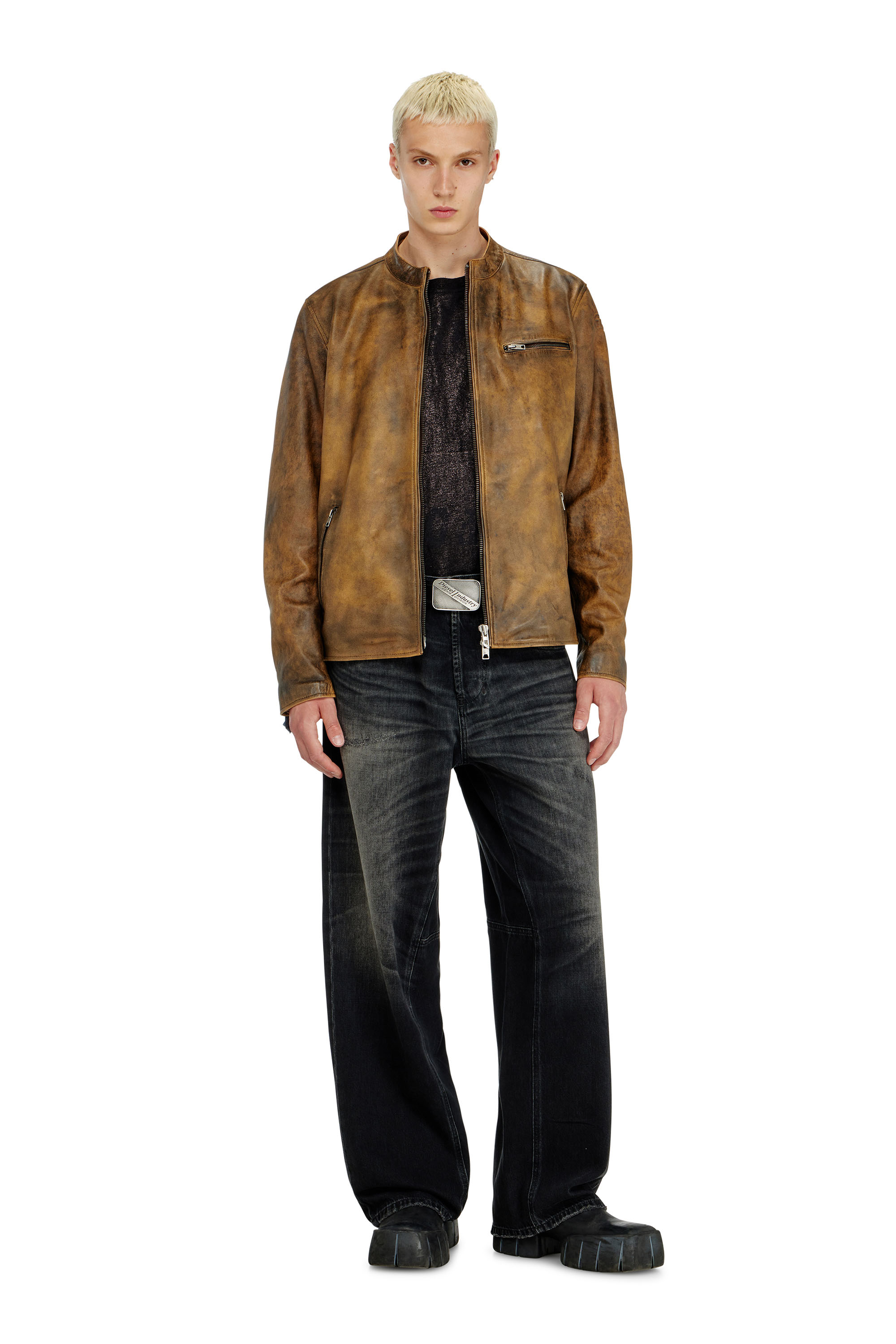 Diesel - L-ZAD-KNCZ, Male's レザージャケット in ライトブラウン - 1