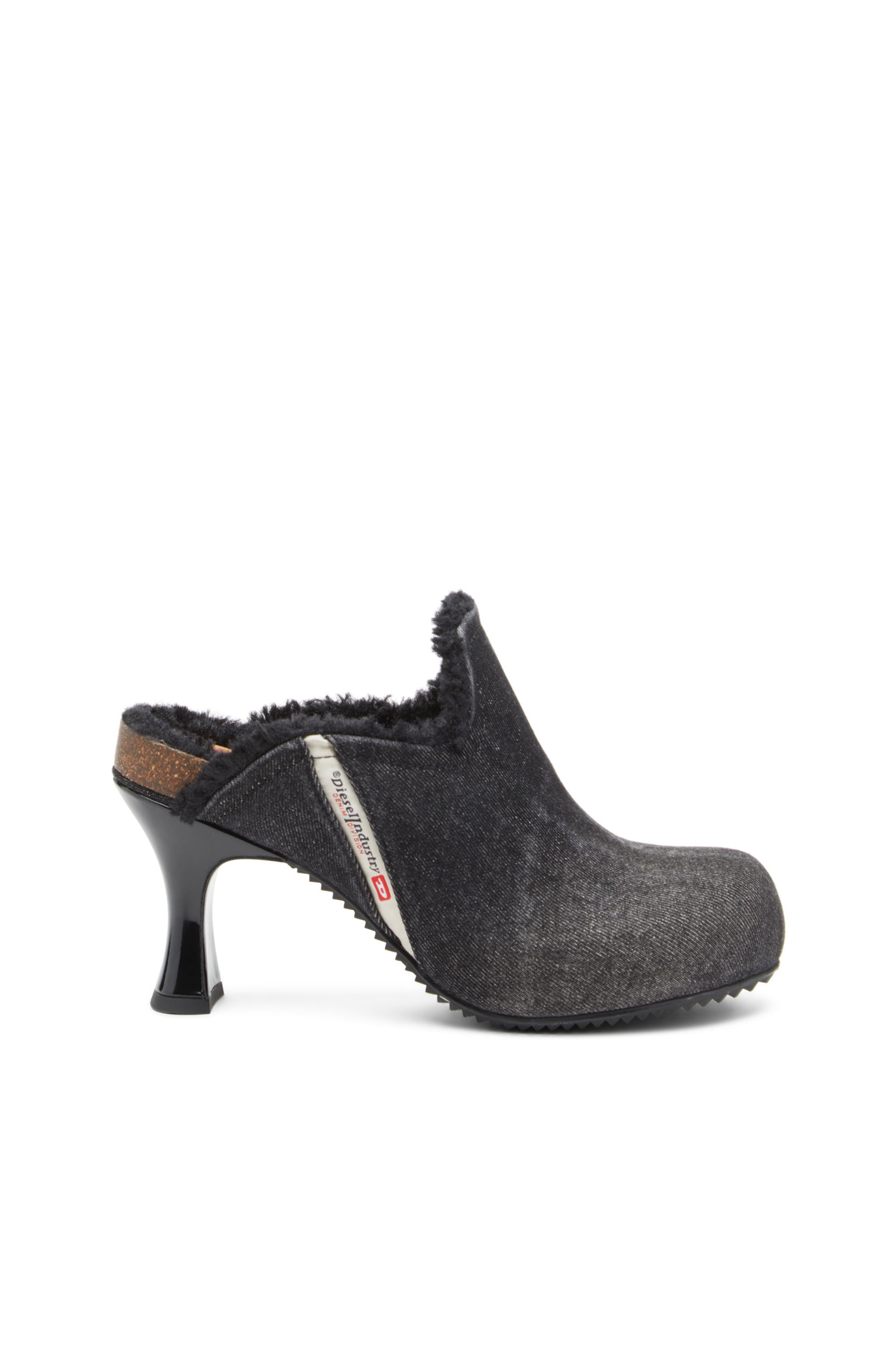 Diesel - D-WOODSTOCK ML W, Female's D-Woodstock-Plush-lined denim mules in ブラック - 1