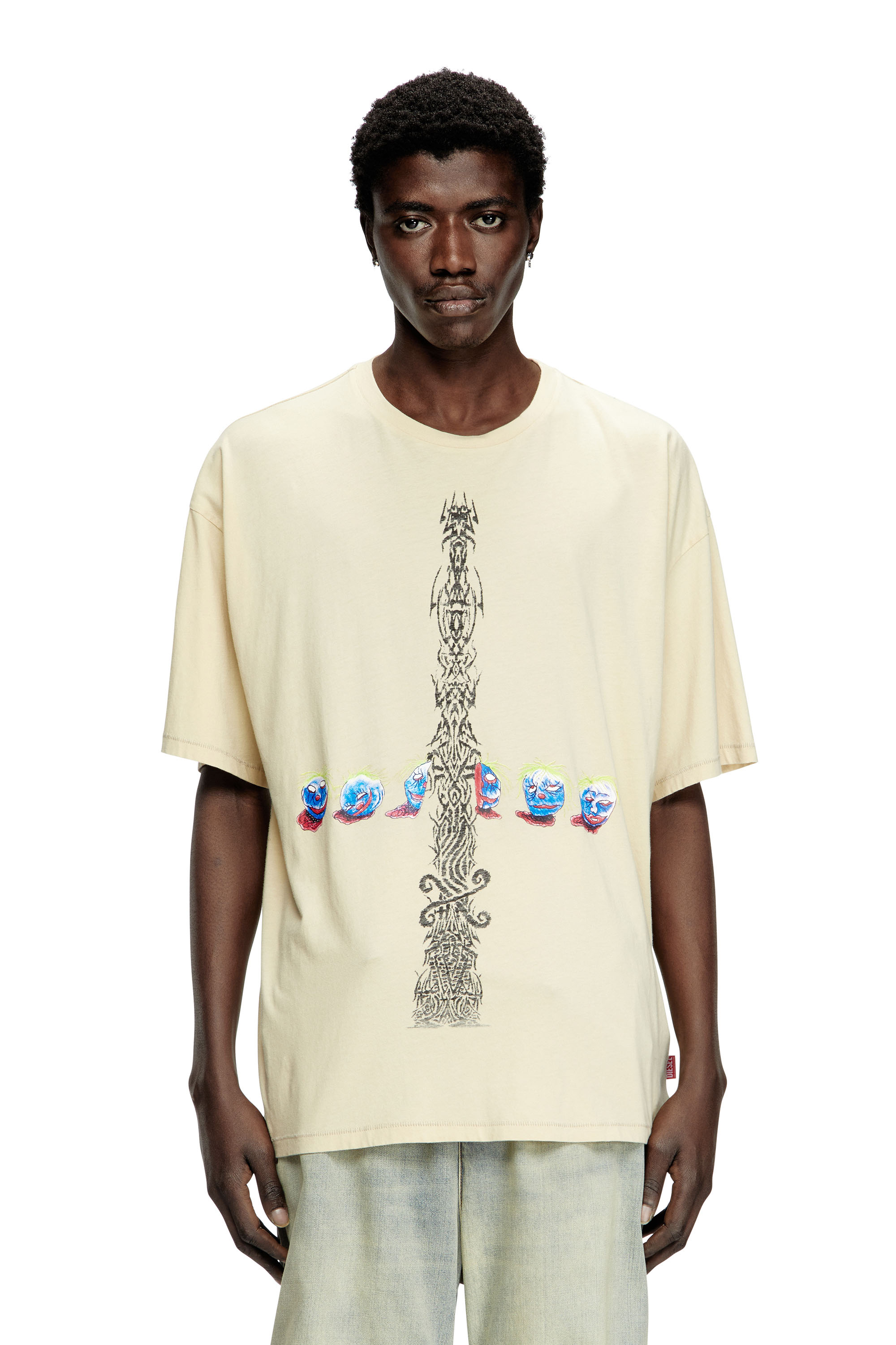 Diesel - T-BOXT-R4, Male's Acid-wash T-shirt with printed graphics in ホワイト - 1