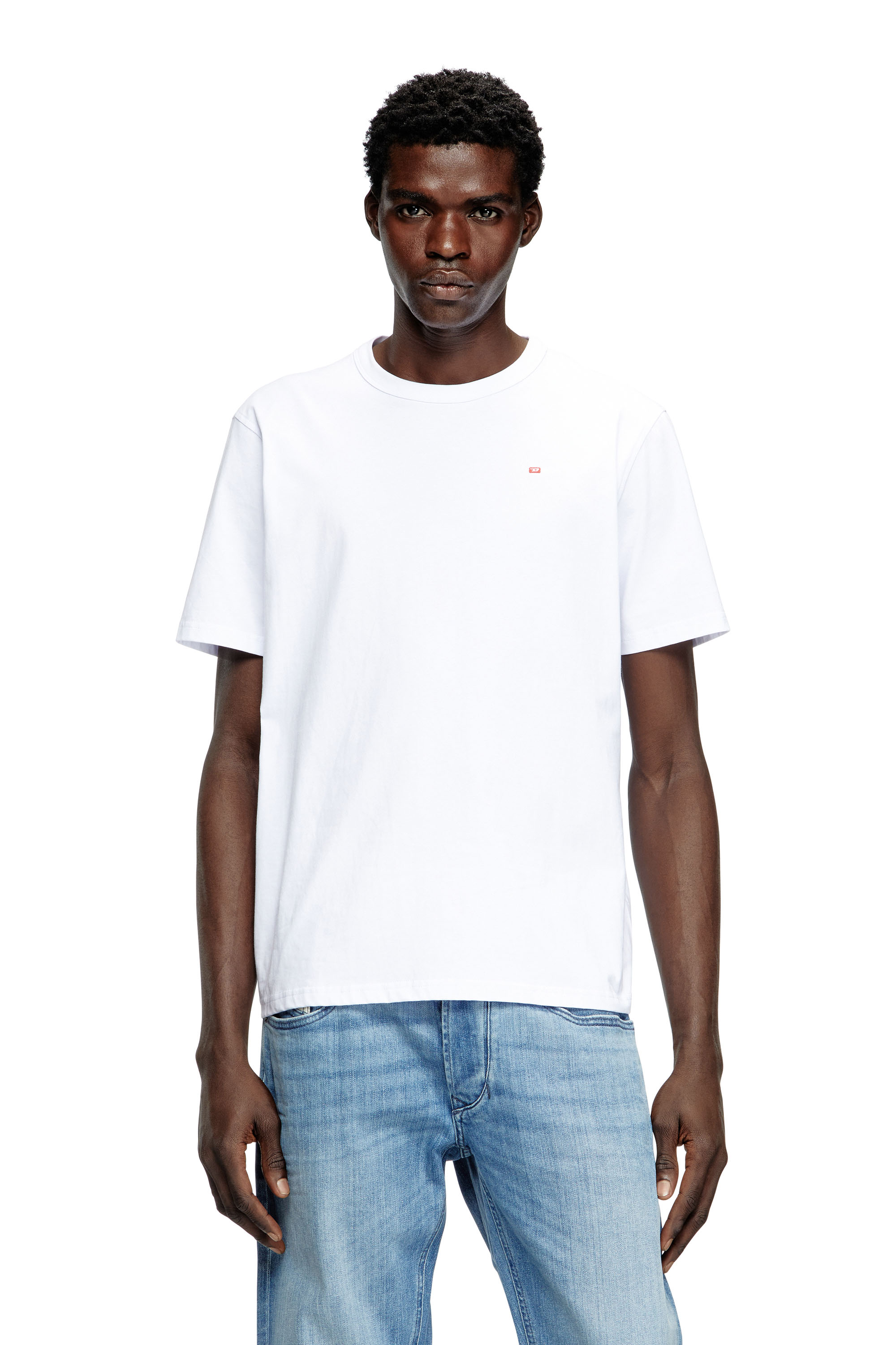 Diesel - T-ADJUST-MICRODIV, Unisex's T-shirt with micro-embroidered logo in ホワイト - 1