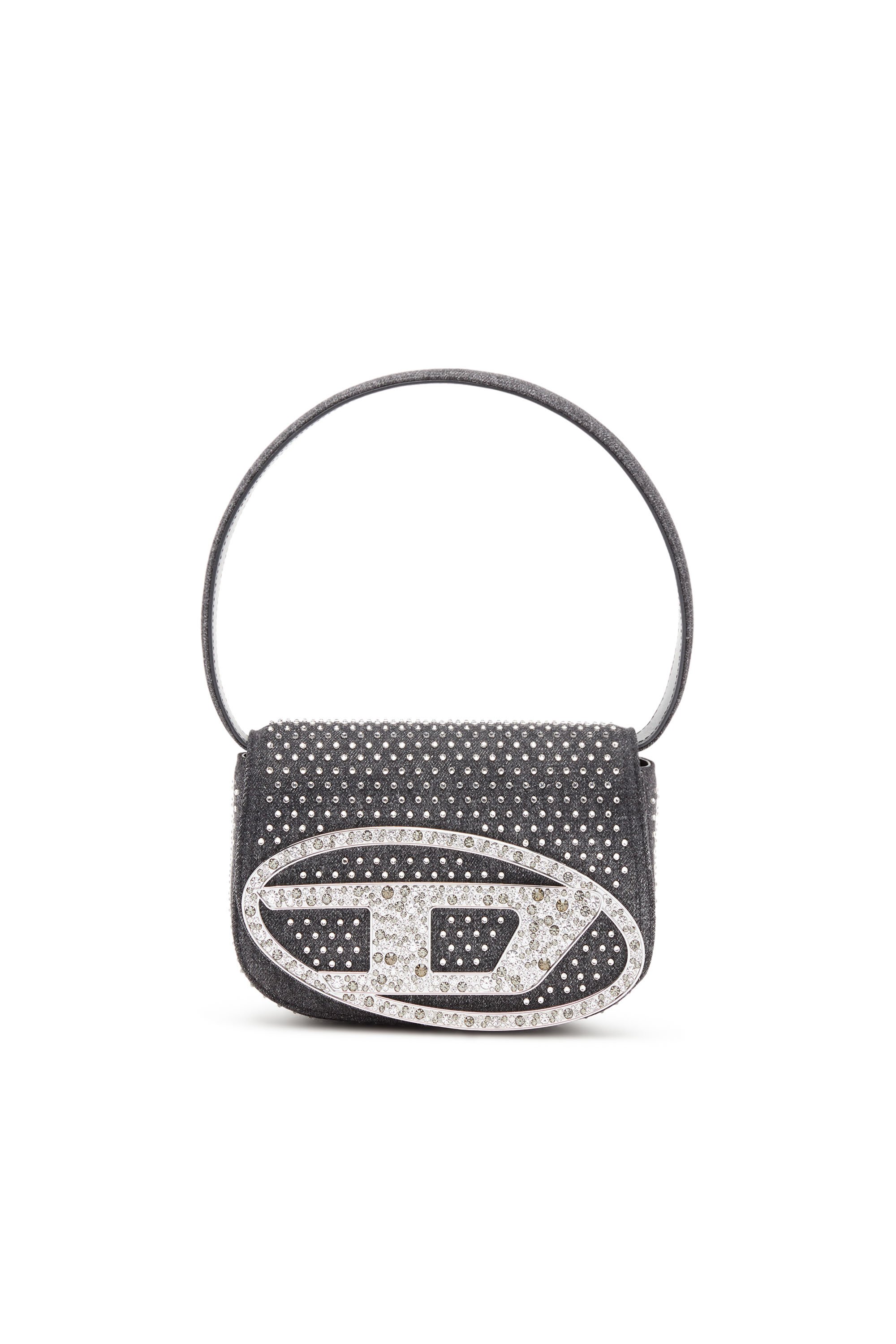 Diesel - 1DR, Female's 1DR-Iconic shoulder bag in denim and crystals in ブラック - 1