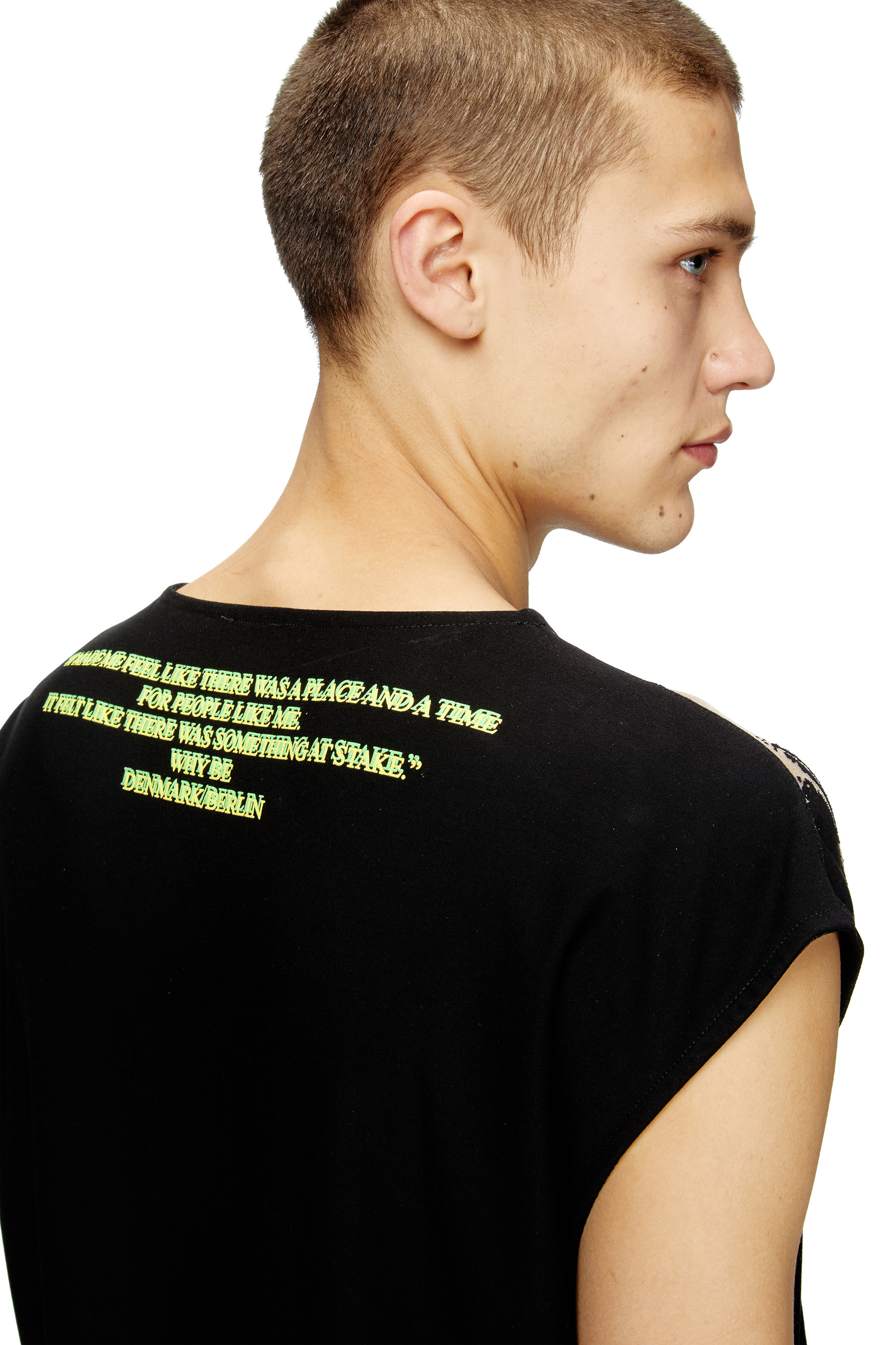 Diesel - T-ISAK-A, Unisex's Sleeveless T-shirt with lyrics print in ブラック - 5