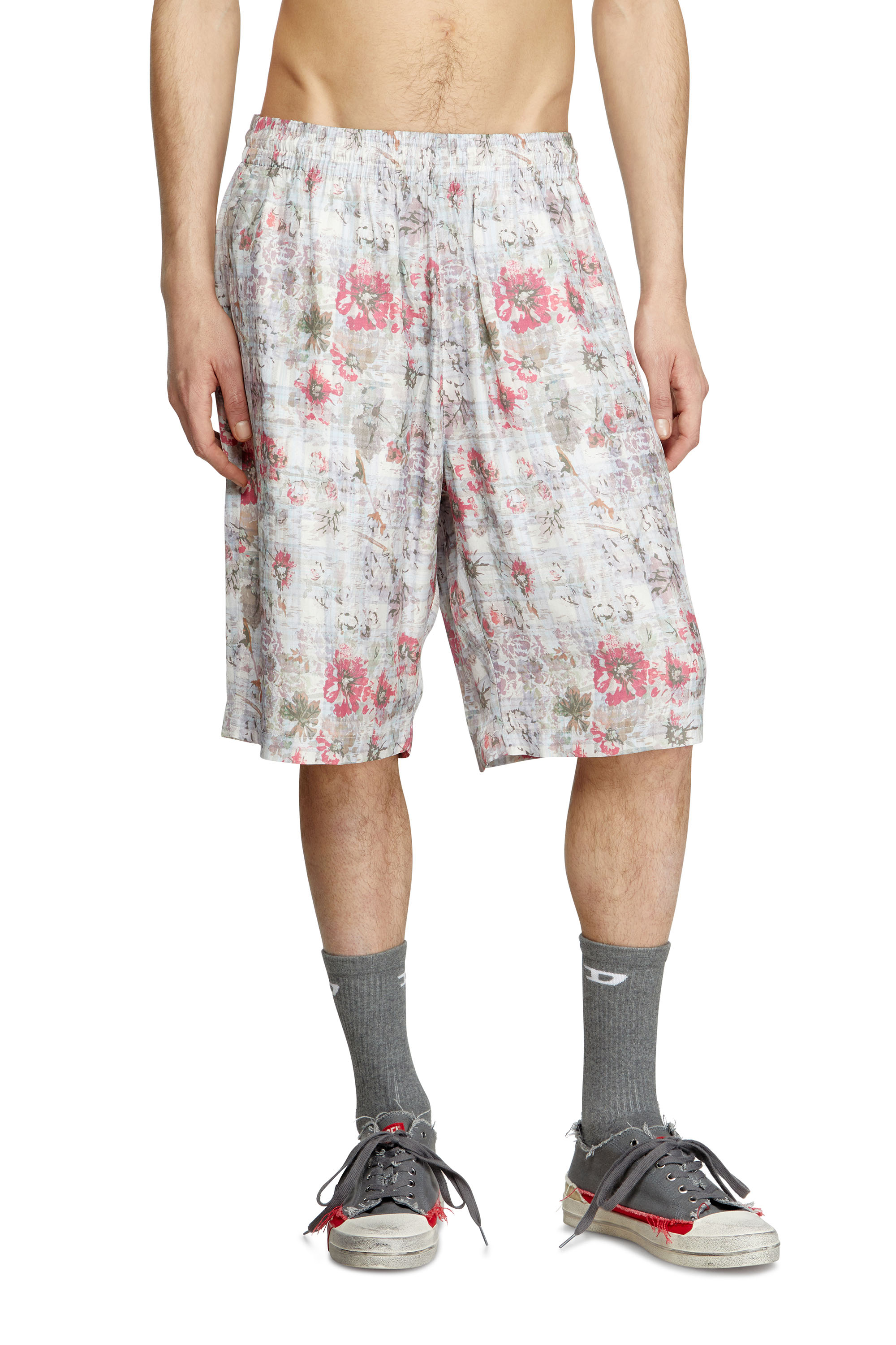 Diesel - P-LEYS, Male's Acetate shorts with floral print in ブルー/ピンク - 2