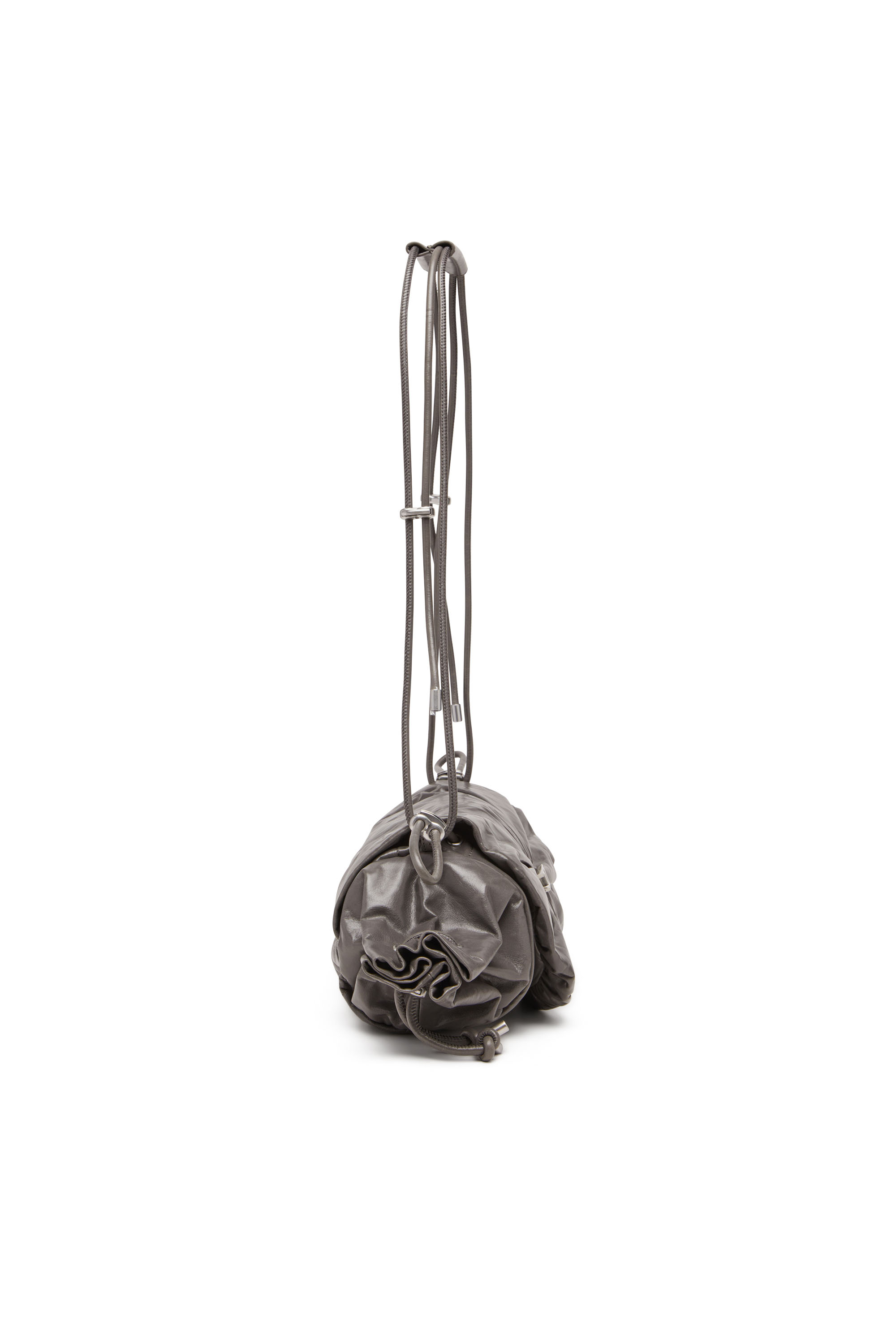 Diesel - SCRUNCH-D SHOULDER M, Female's Scrunch-D M-Shoulder bag in shiny leather in グレー - 3