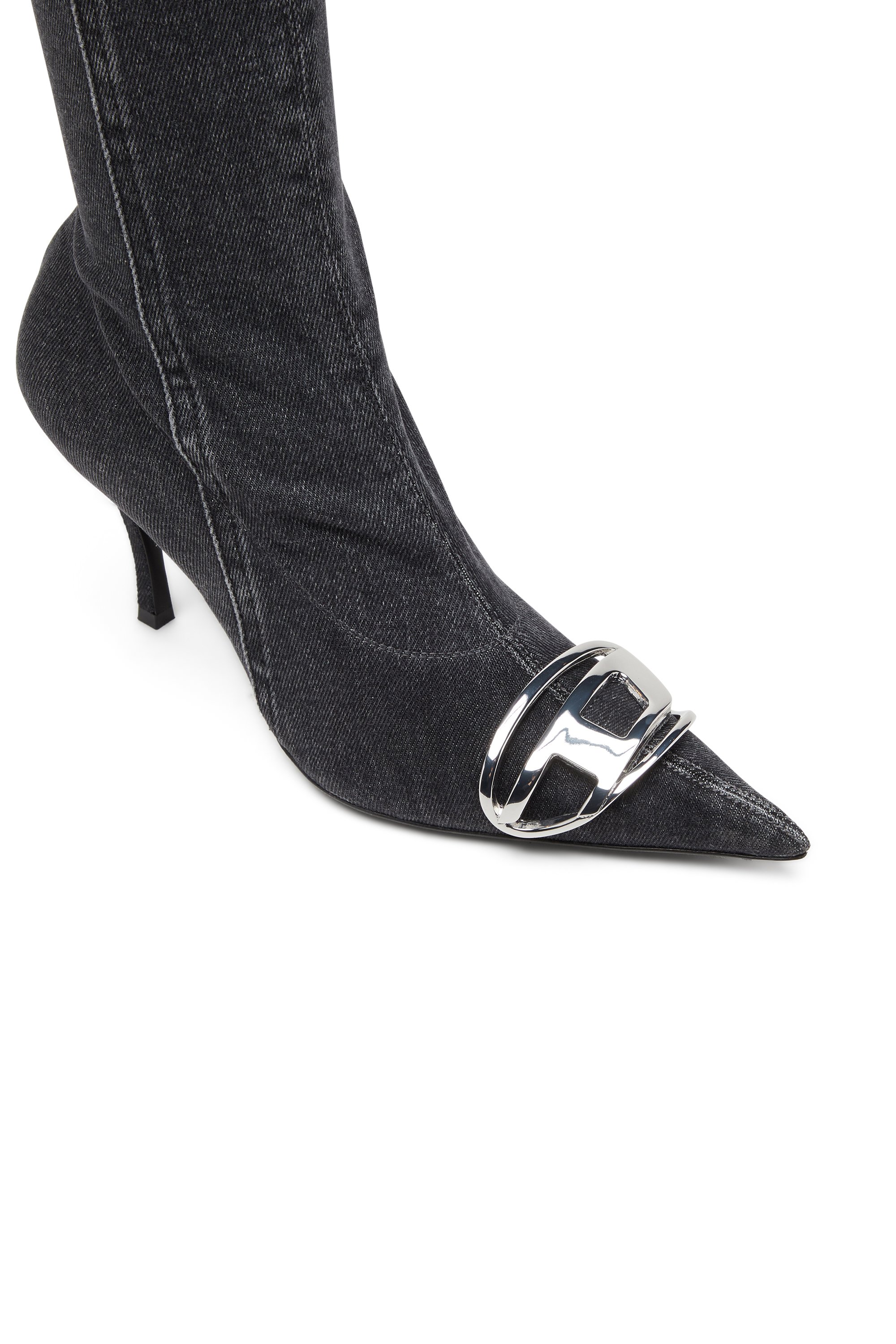Diesel - D-VENUS KB D, Female's D-Venus-Knee-high boots in stretch denim in ブラック - 4