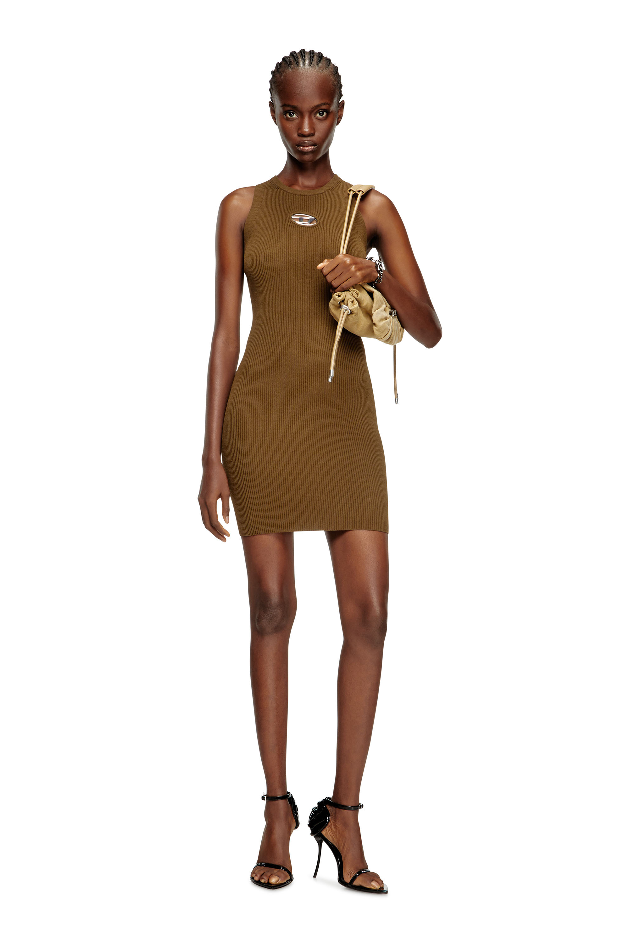 Diesel - M-CADDIX, Female's Ribbed knit sleeveless dress in ブラウン - 1