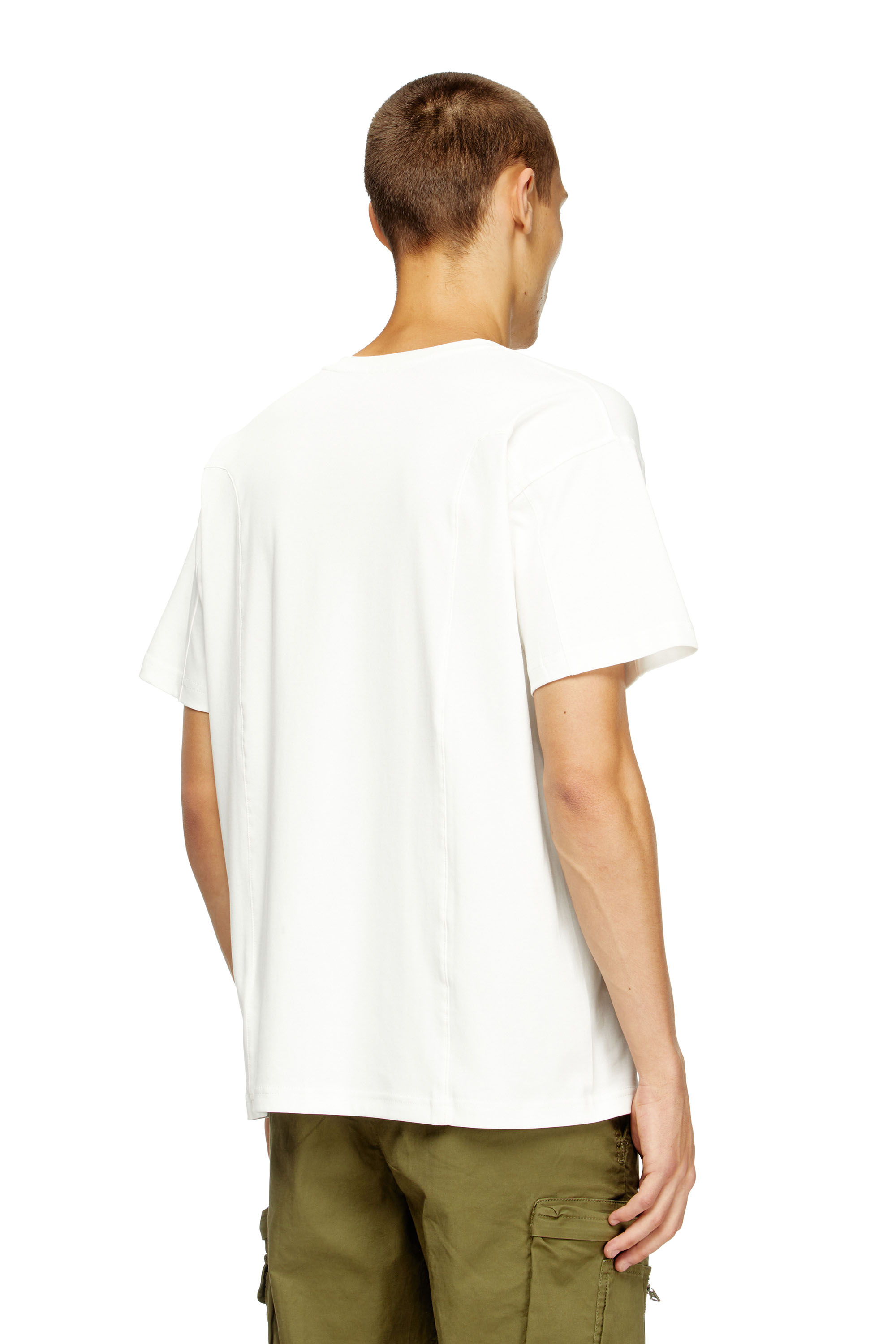 Diesel - T-NORM-INT, Male's Short-sleeve T-shirt with panels in ホワイト - 4