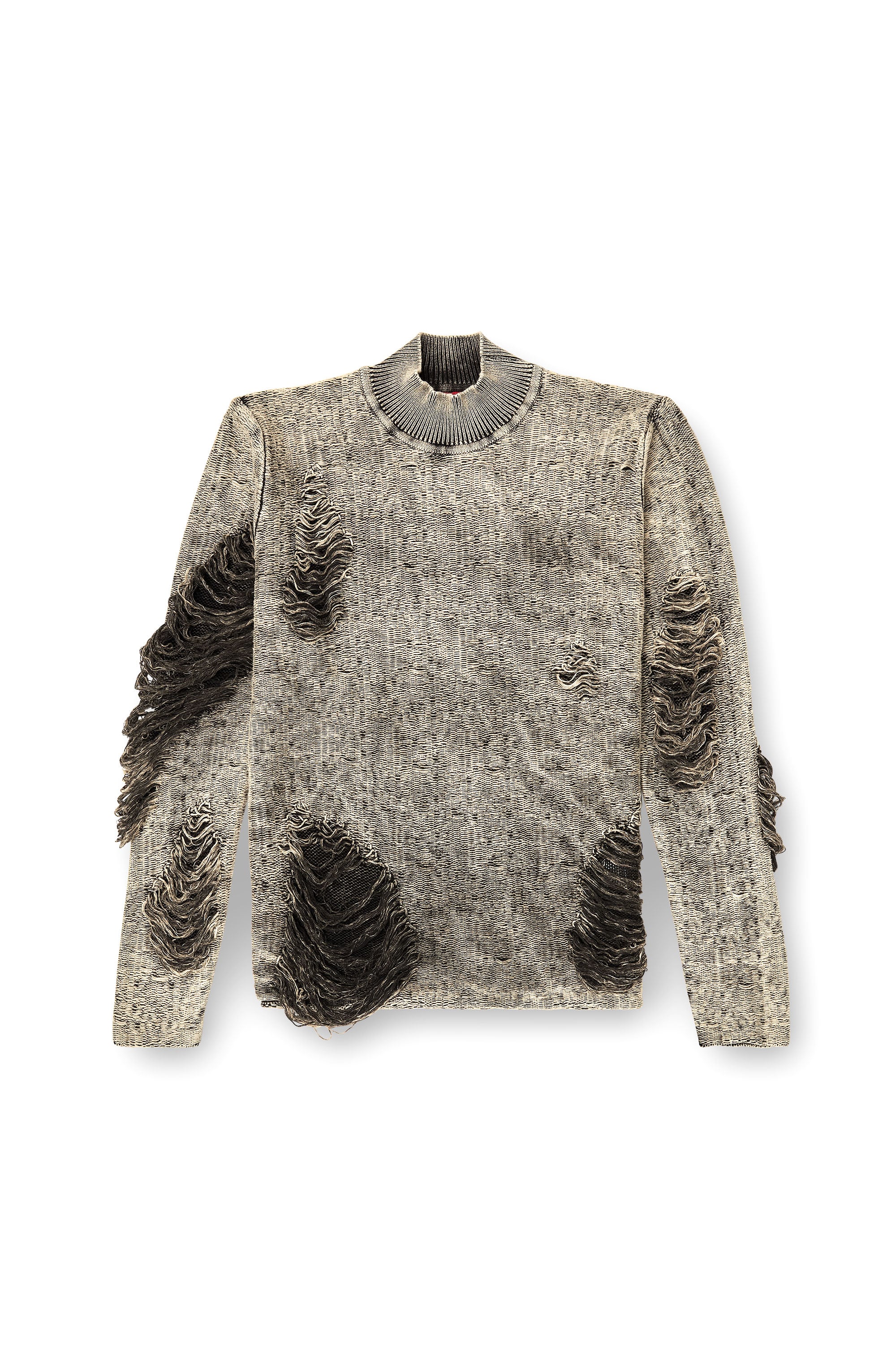 Diesel - K-FJORDI, Male's Destroyed jumper with floating yarns in グレー - 4