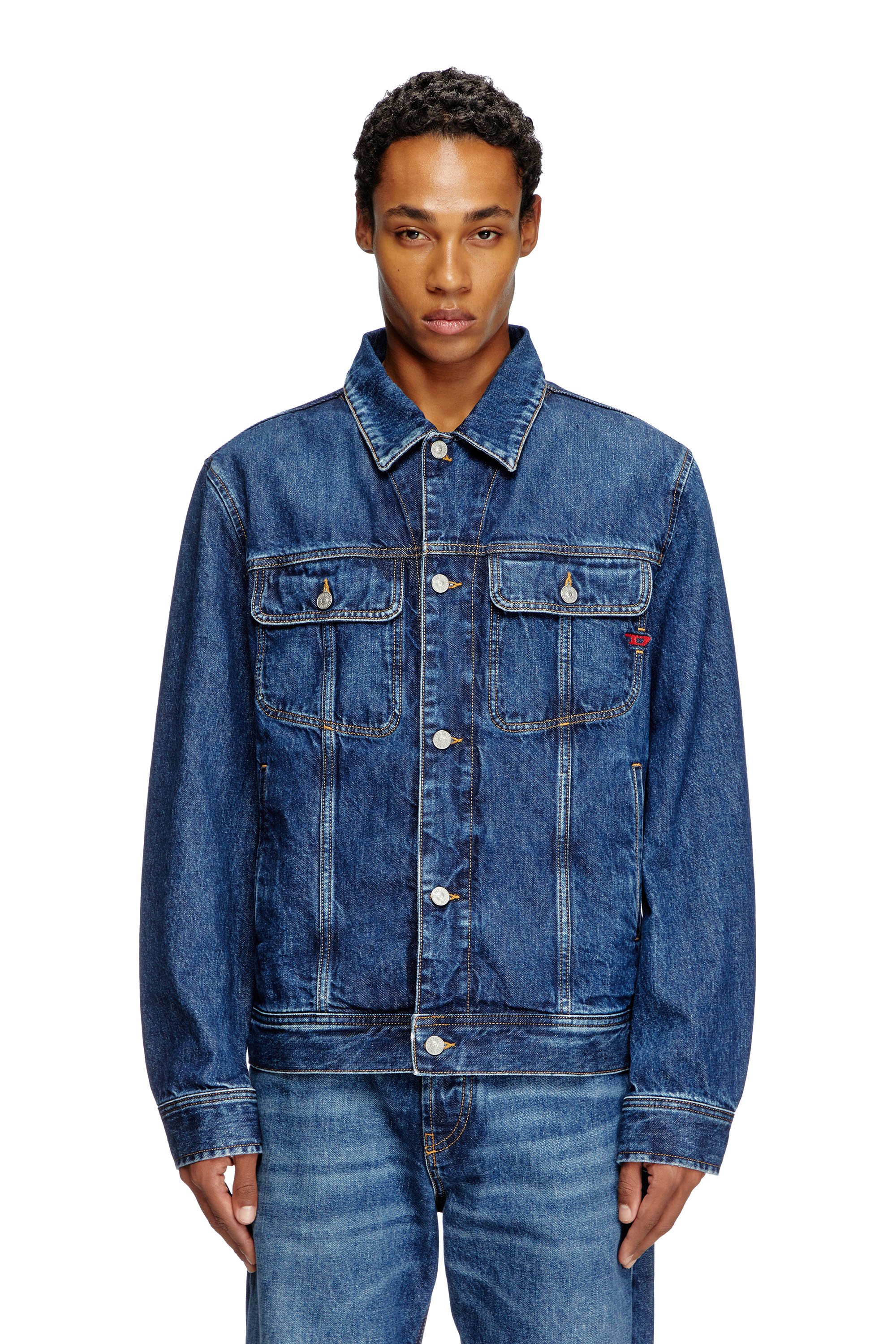 Diesel - D-BARCY, Male's Regular-fit trucker jacket in ミディアムブルー - 3