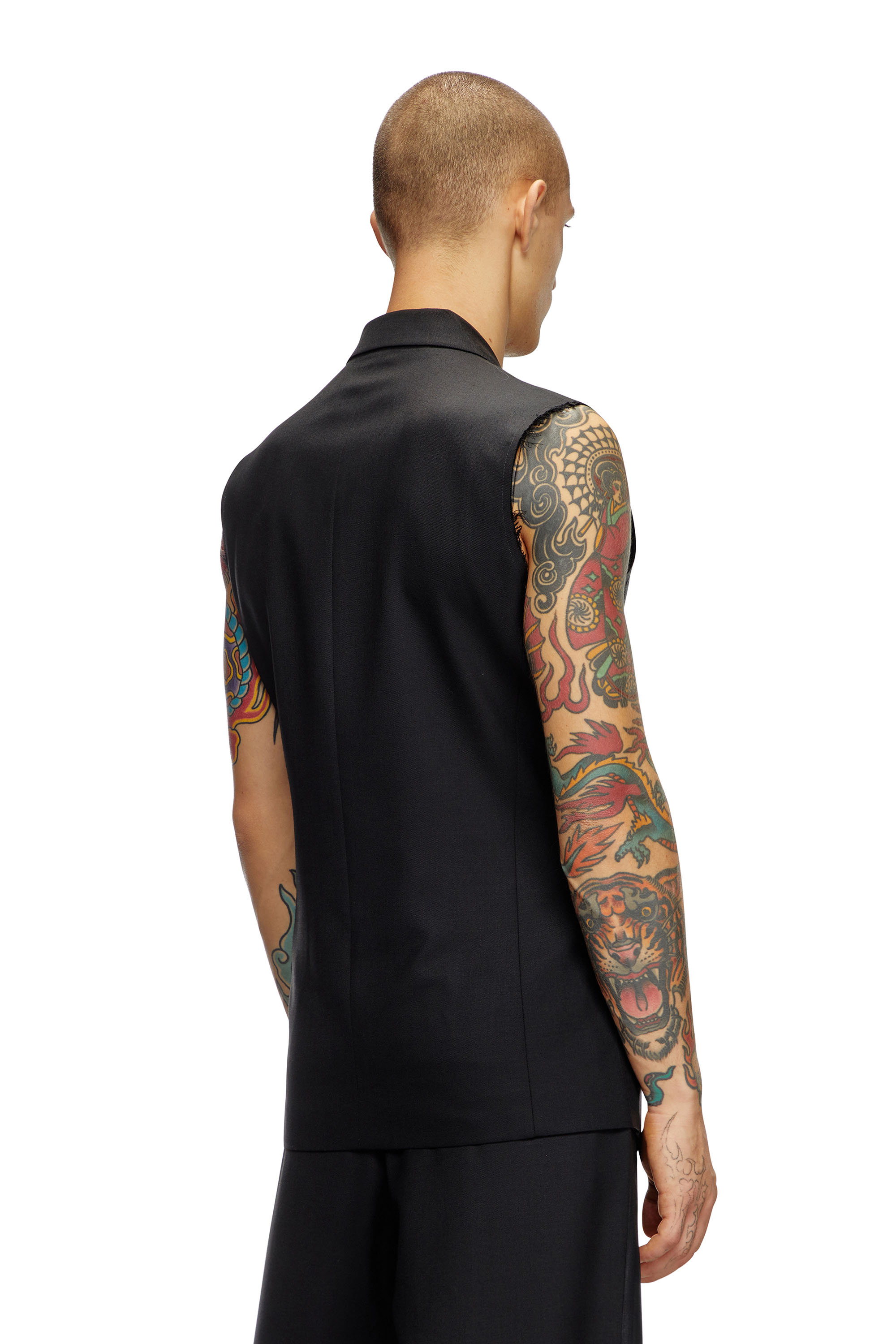 Diesel - J-PHOX-HEAV, Male's Tailored vest with coated front in ブラック - 4