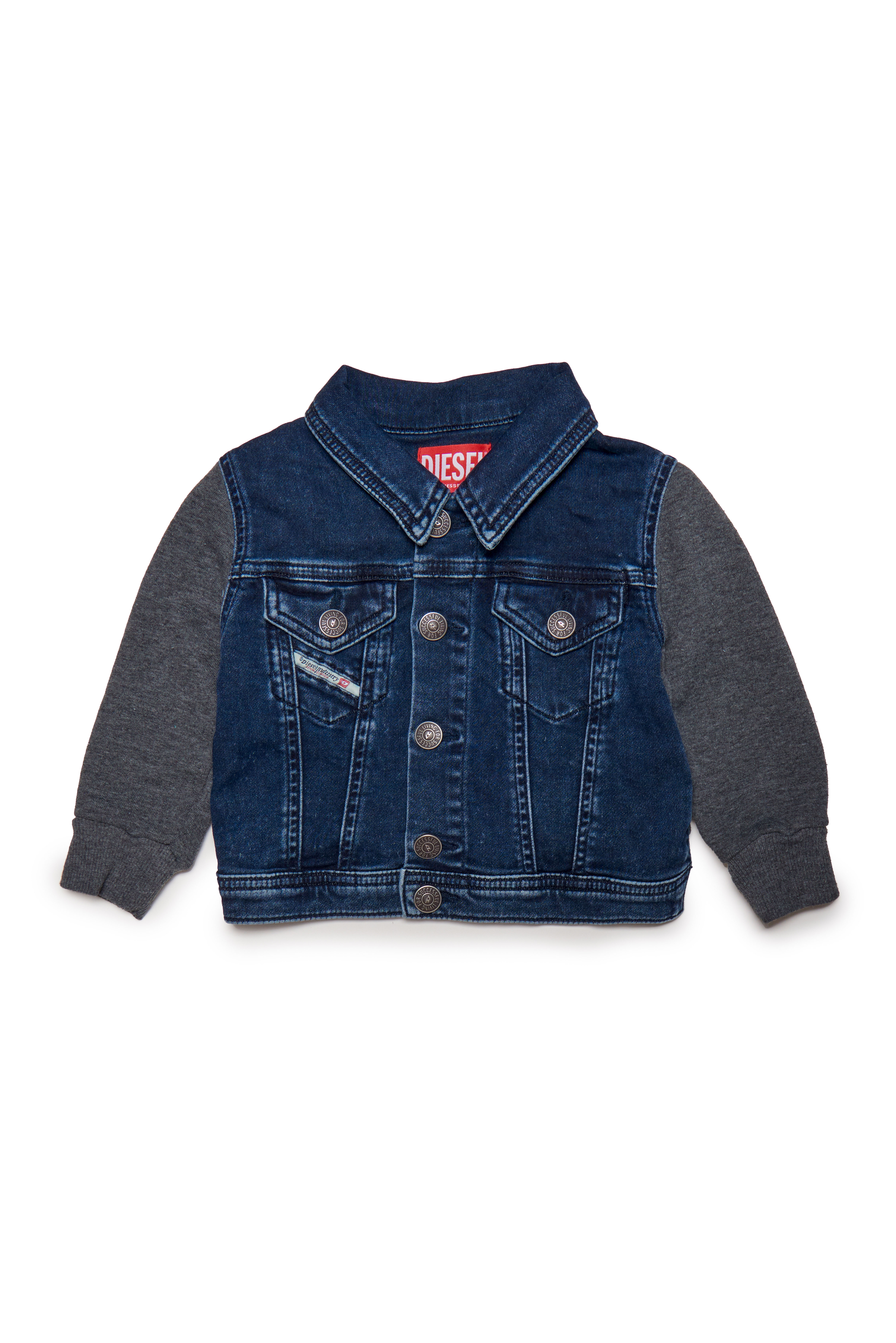 DIESEL キッズ 重ね着風パーカージャケット デニム-