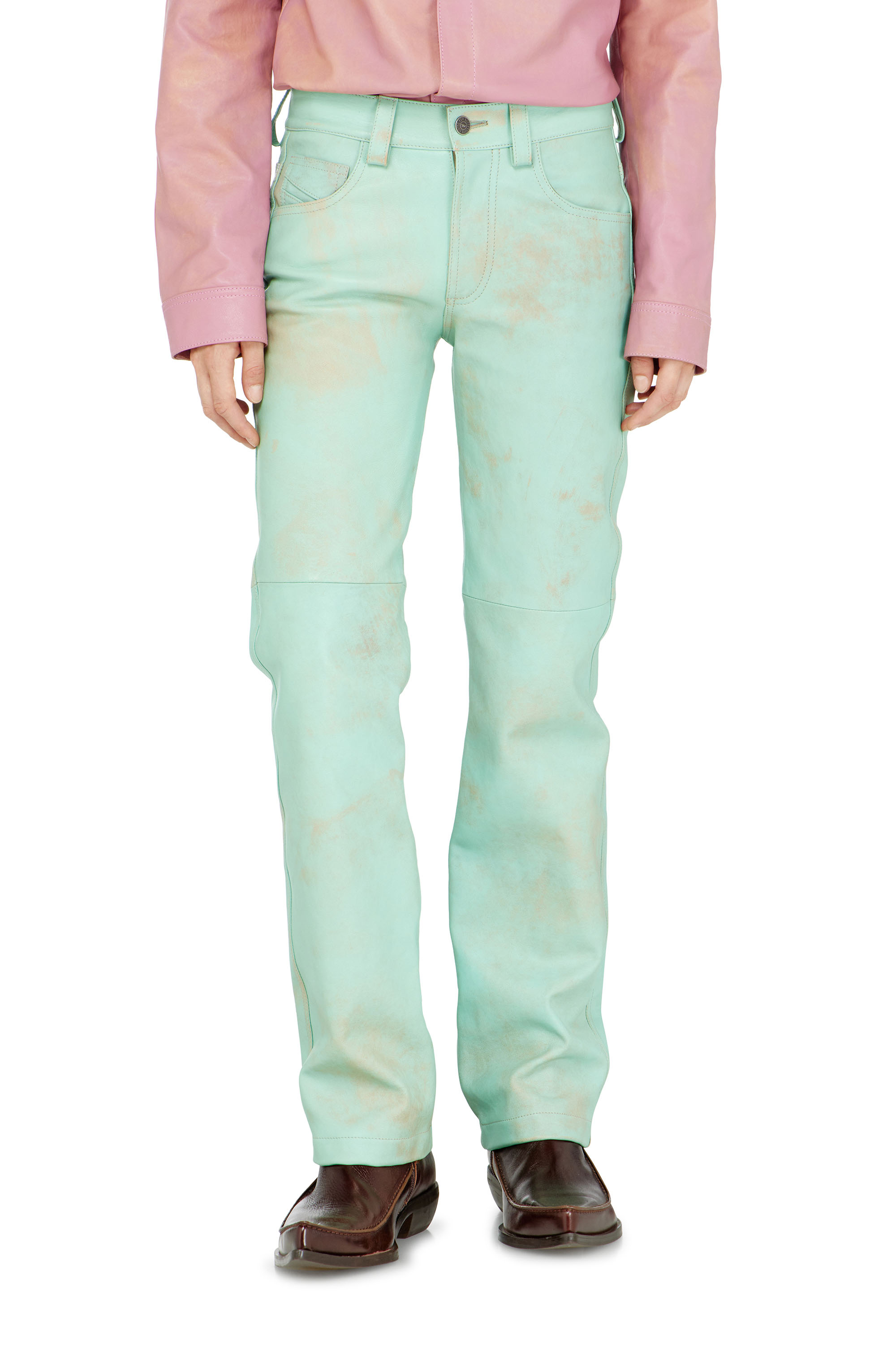 Diesel - L-POCKA, Female's Pants in treated leather in null - 2