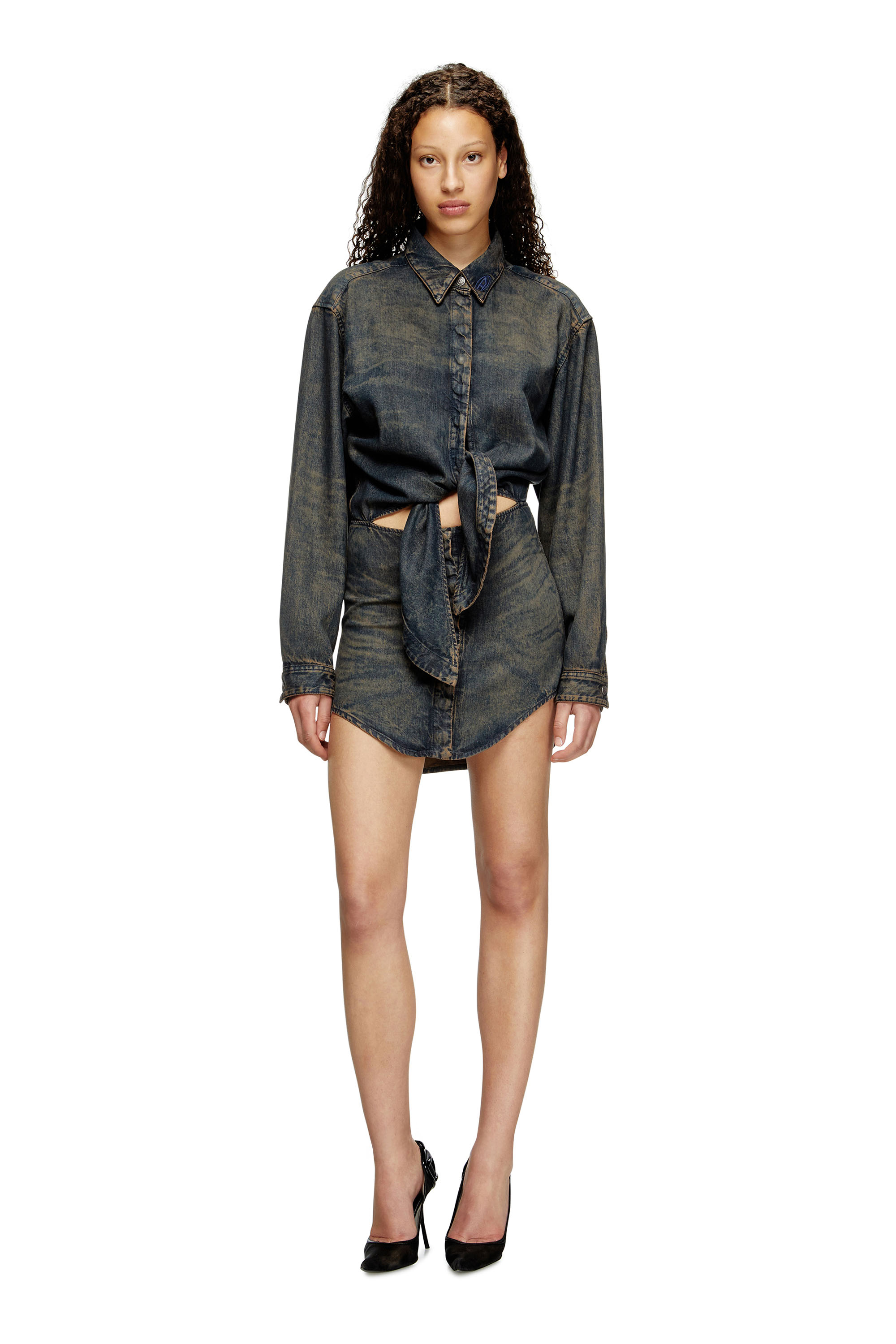 Diesel - DE-SUSAN-S, Female's Dress in fluid denim in ダークブルー - 3