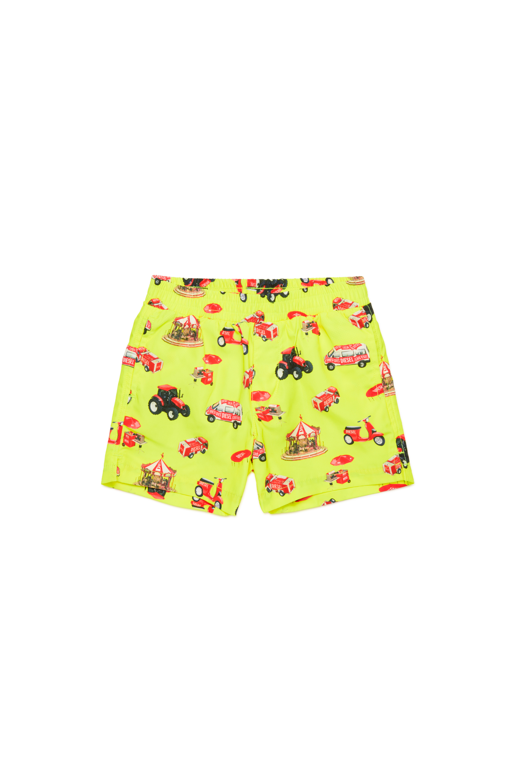 Diesel - MIPANB, Male's Swim shorts with vehicle print in 蛍光イエロー - 1