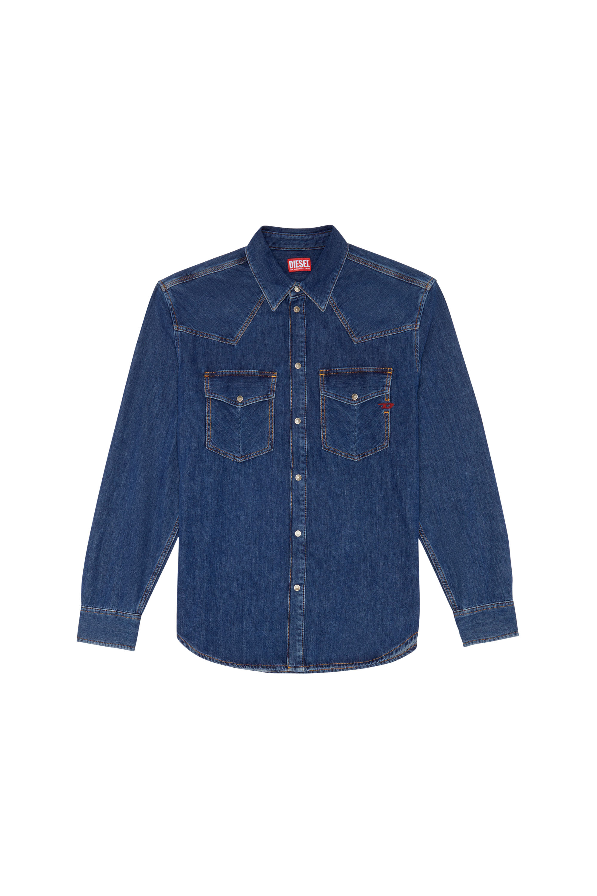 Diesel - D-OCEAN WESTERN SHIRT, Male's Western shirt in denim in ダークブルー - 2