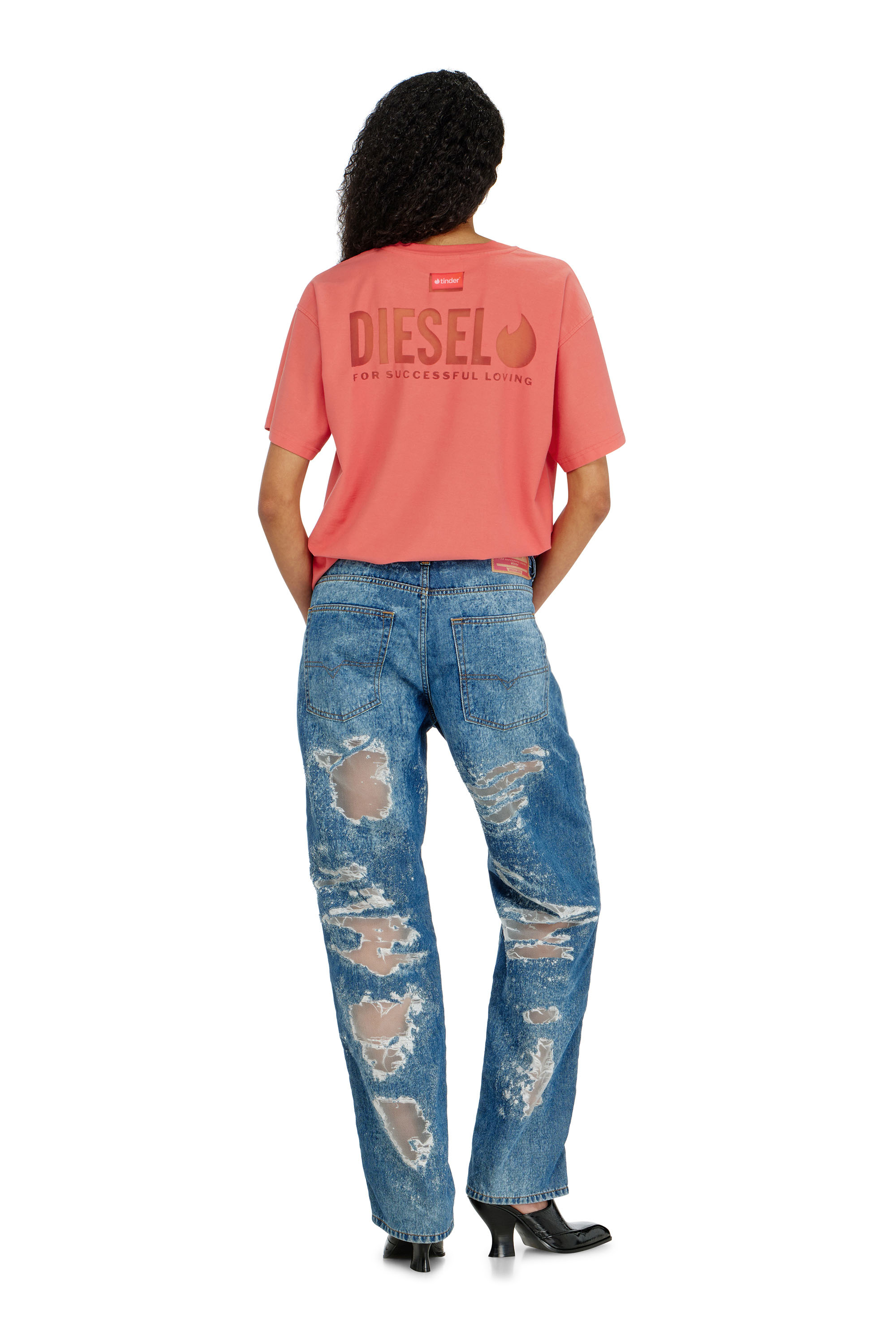 Diesel - PR-T-NORM-CHITIND-R, Unisex's T-shirt with transparent back logo in コーラルローズ - 6
