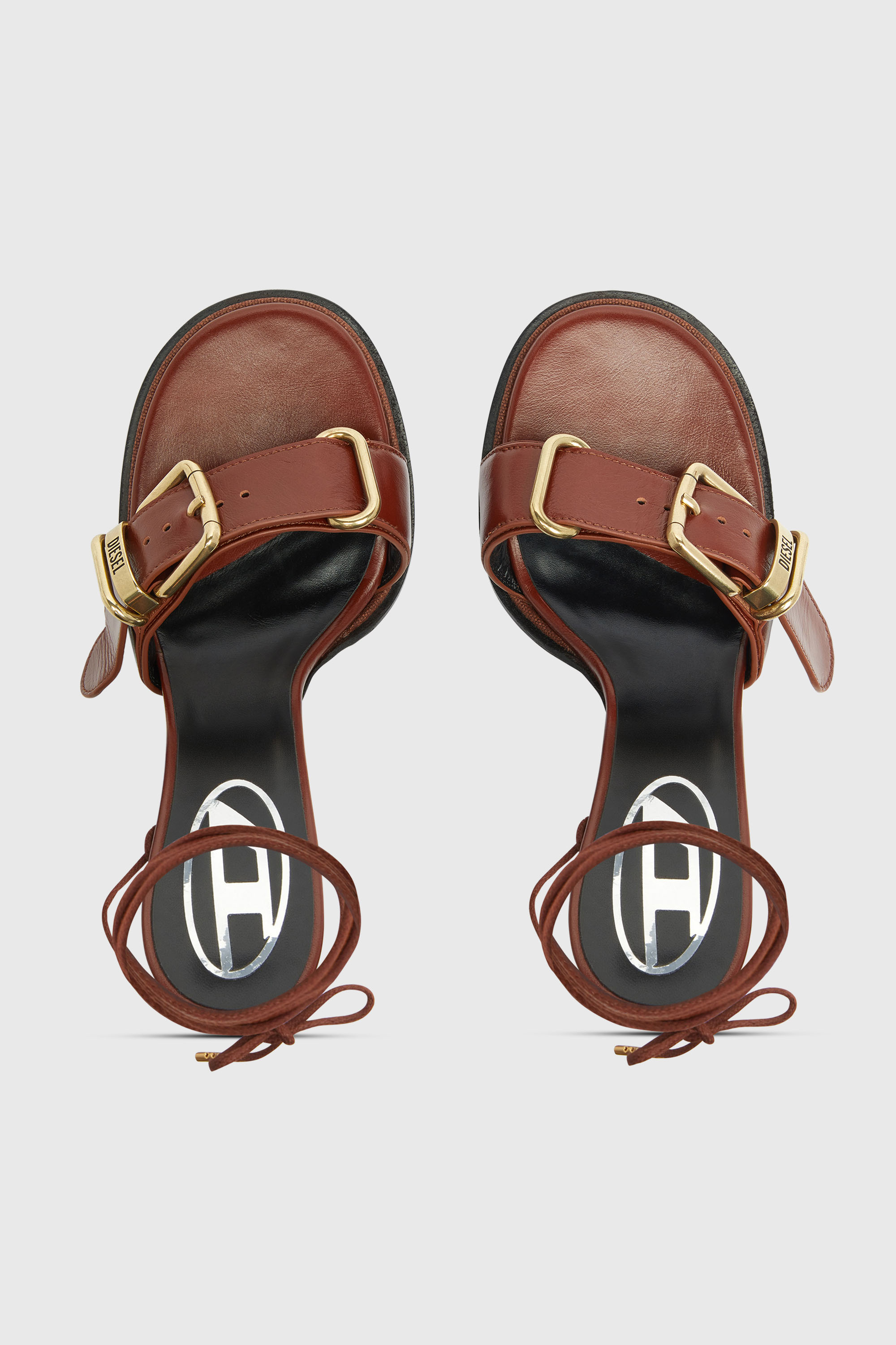 Diesel - D-COCCO-90-SA, Female's D-Cocco-Ankle-wrap sandals in leather in ブラウン - 6