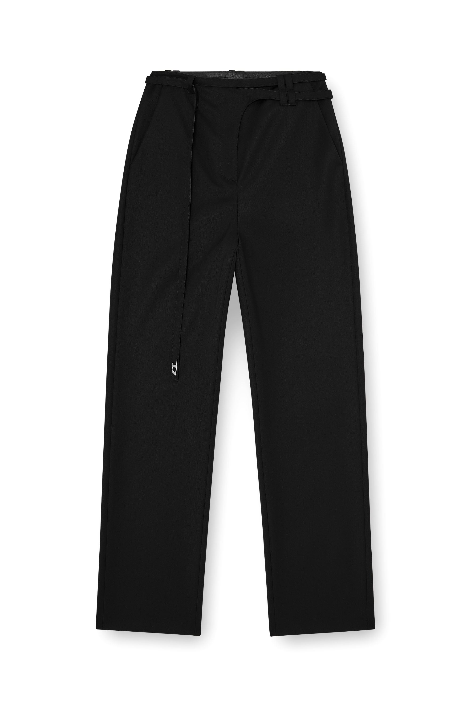 Diesel - P-IXIE-1, Female's Tailored pants with biker belt strap in ブラック - 3