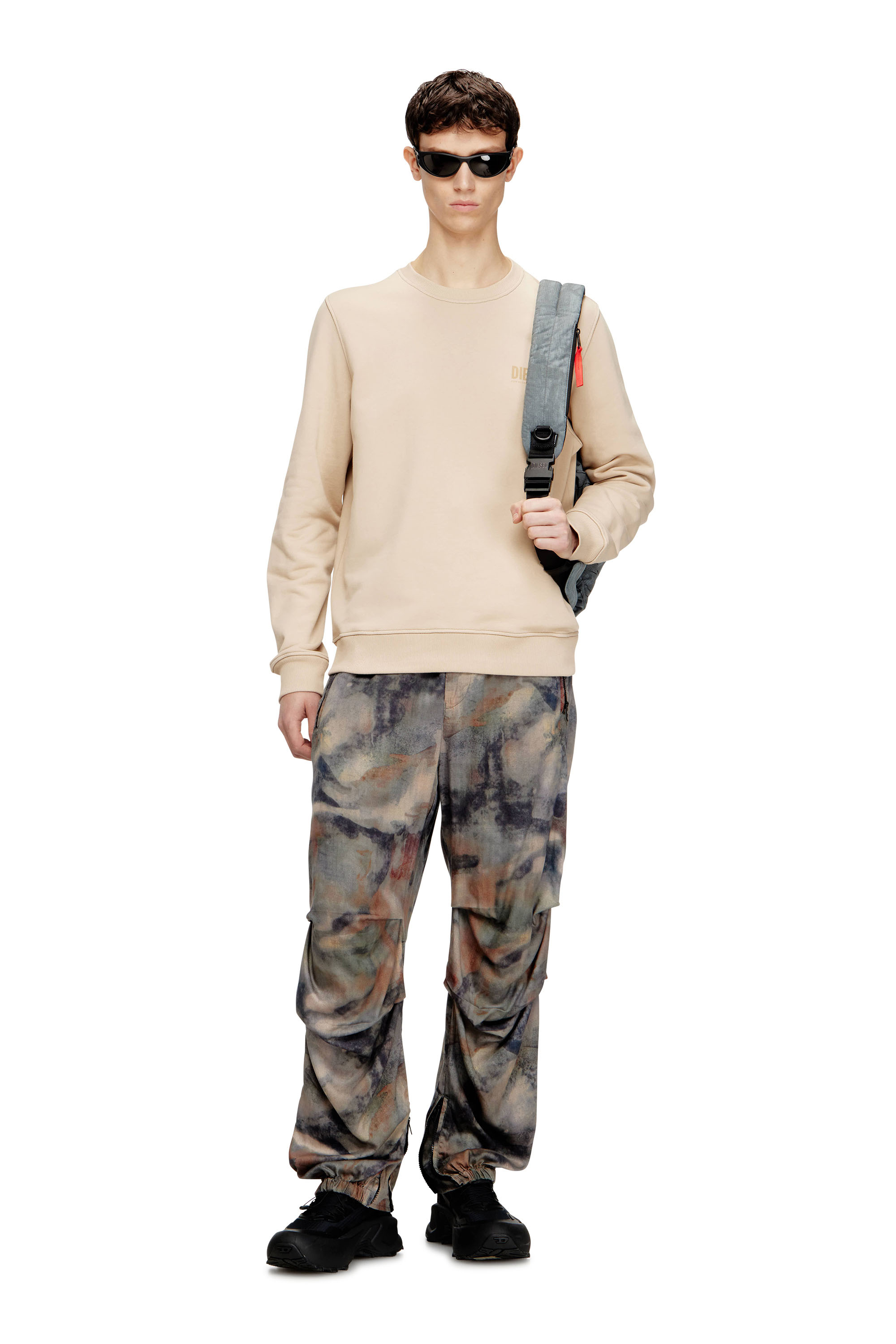 Diesel - S-GINN-V1, Male's Cotton sweatshirt with back camo patch in null - 1