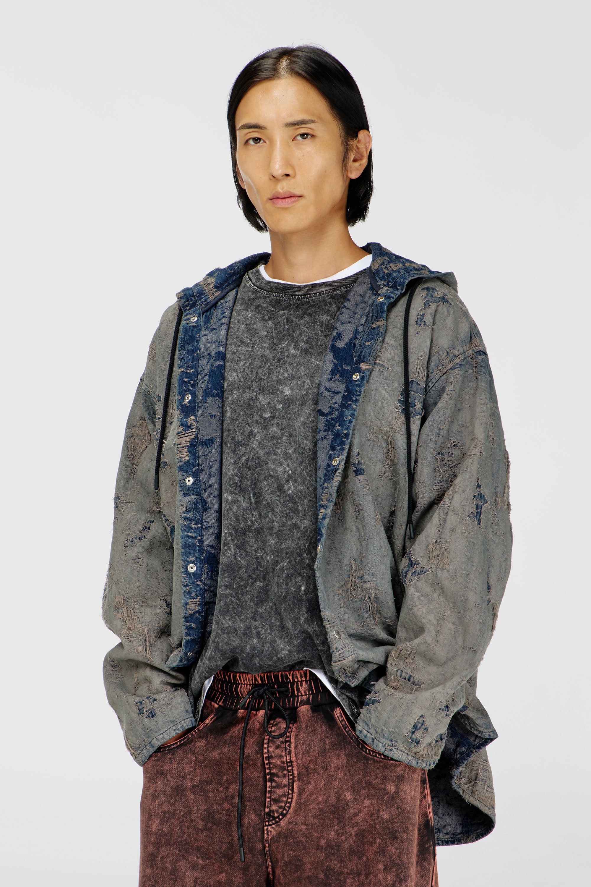 Diesel - D-DEWNY-HOOD, Male's デニムシャツ in ダークブルー - 1