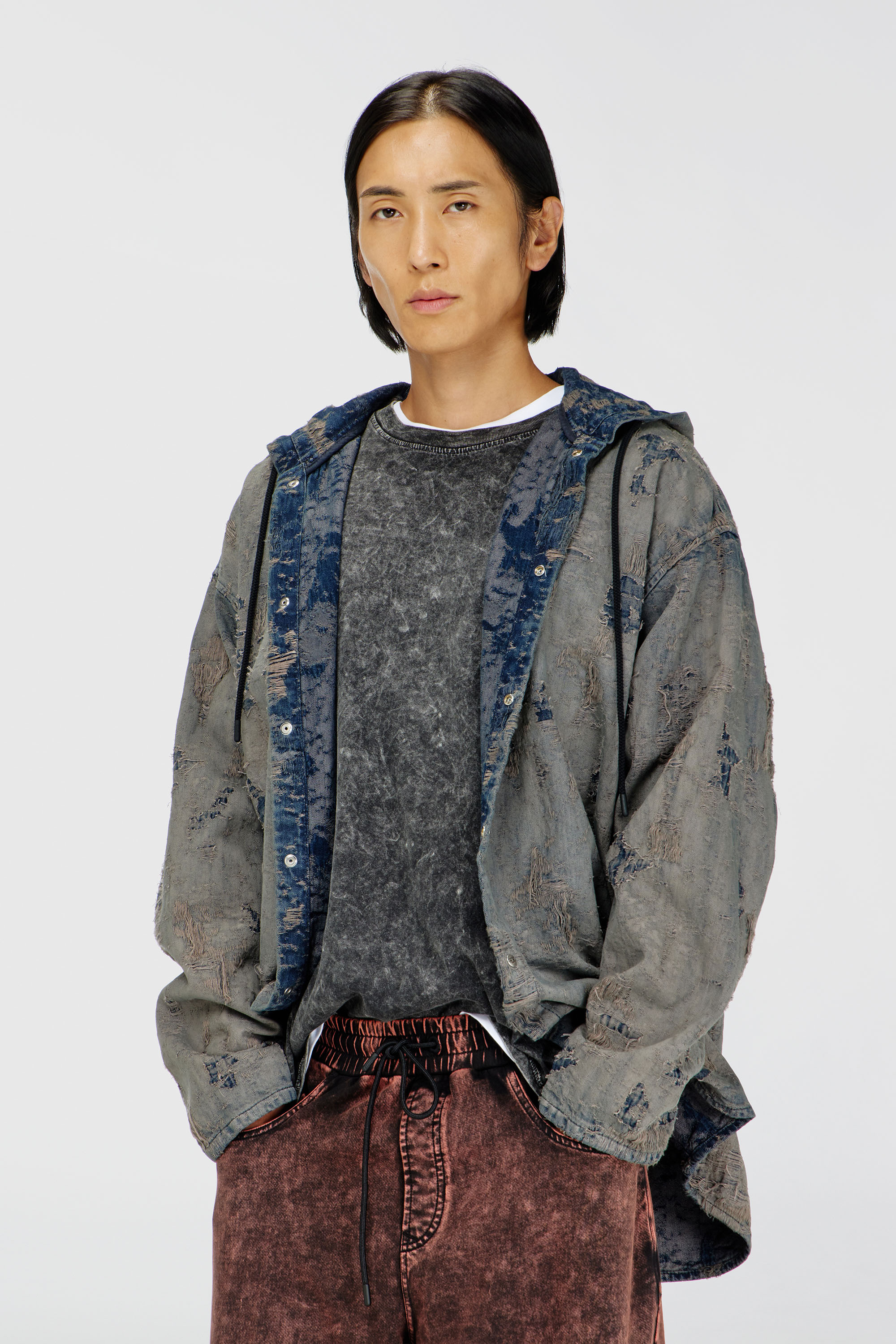 Diesel - D-DEWNY-HOOD, Male's デニムシャツ in ダークブルー - 3