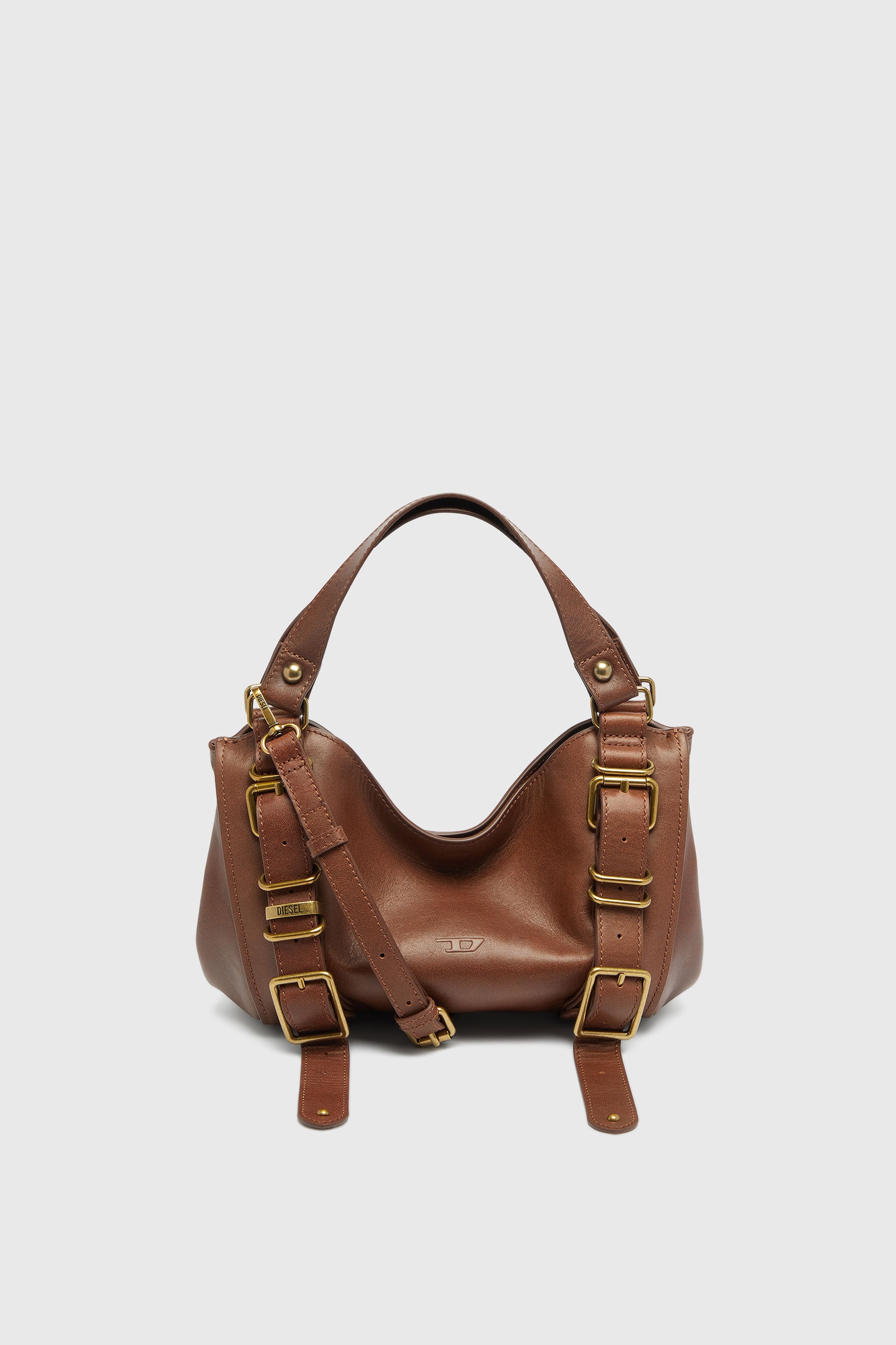 Diesel - D-ONE TOPHANDLE S, Female's D-One-Small top-handle bag in treated leather in ブラウン - 1