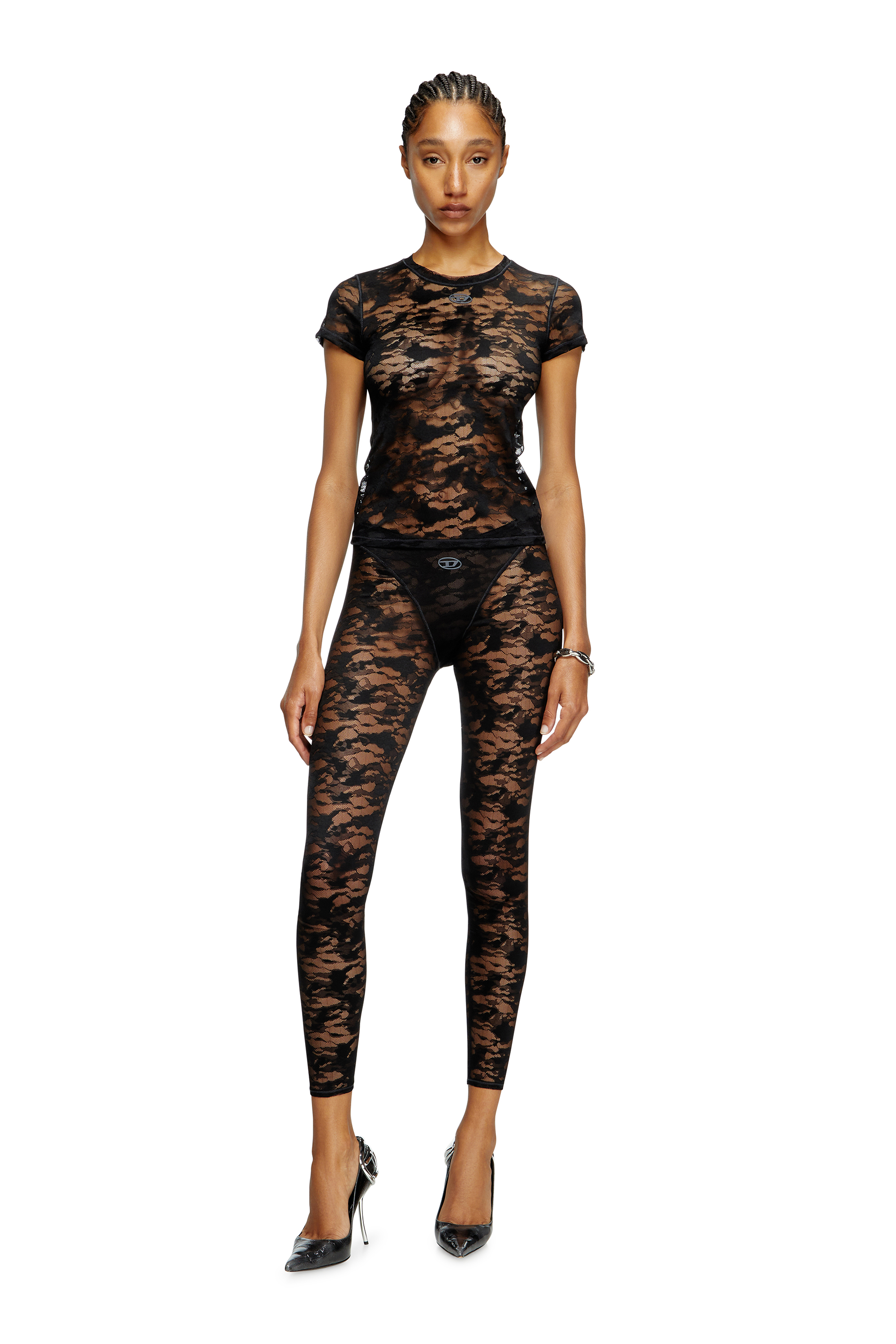 Diesel - KASIA-UTLT, Female's Camo lace T-shirt in ブラック - 2