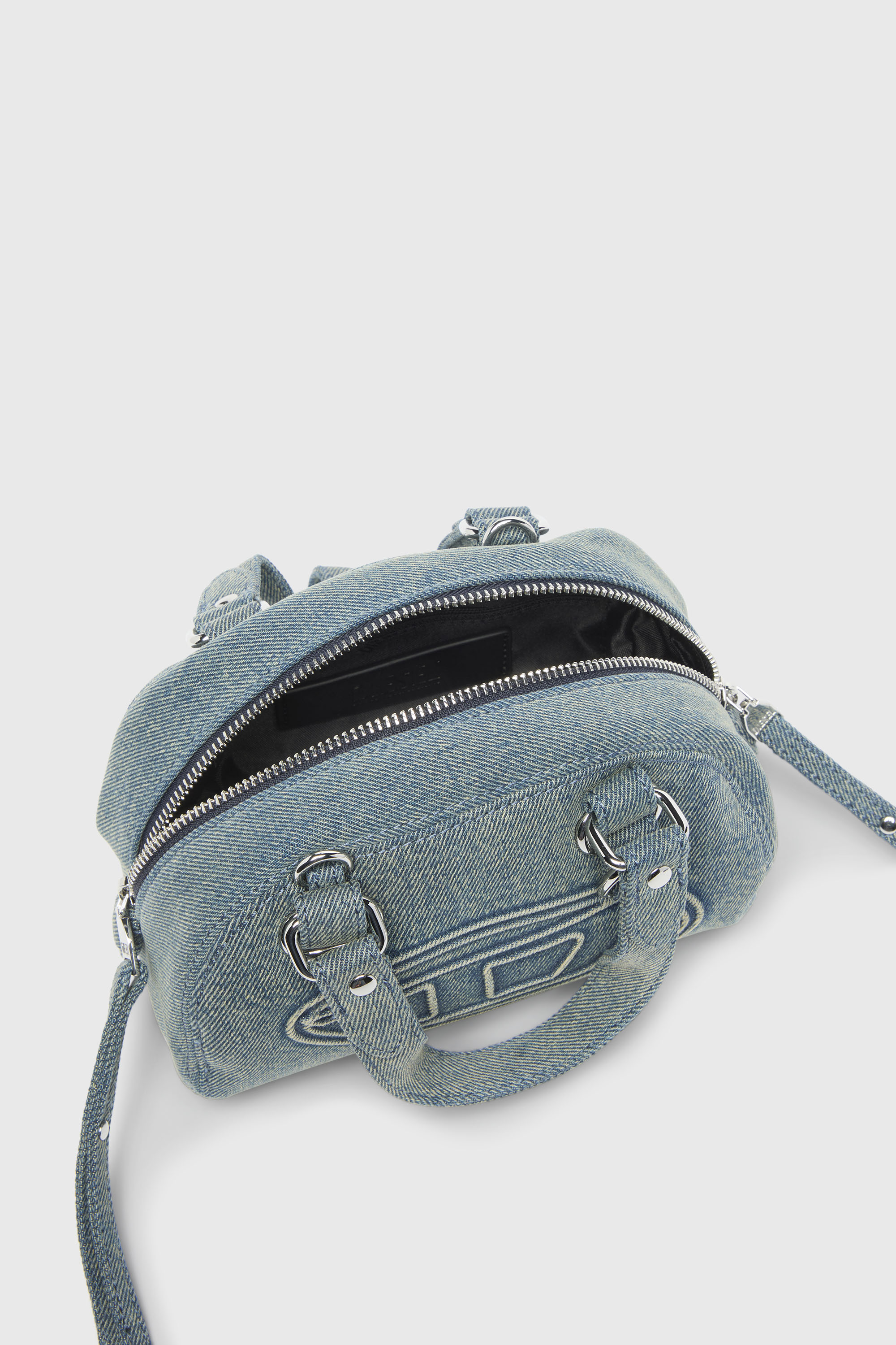 Diesel - 1DR DOME SOFT CROSSBODY, Unisex's 1DR Dome-Small bowling bag in denim with Oval D logo in ライトブルー - 4