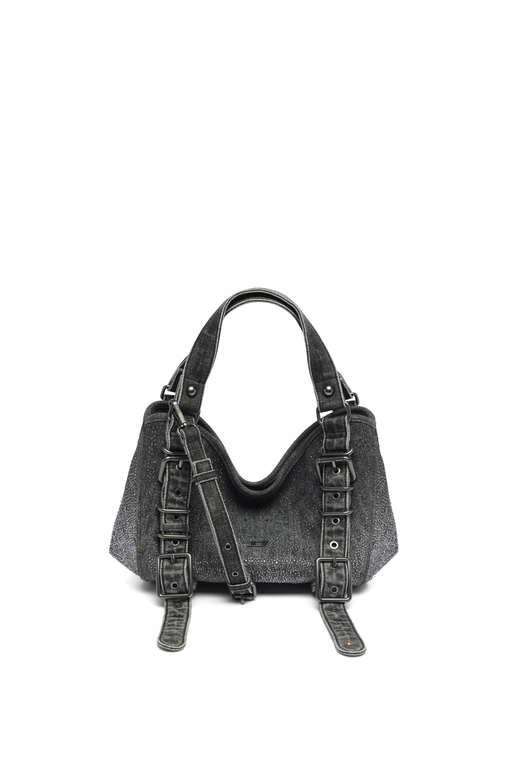 Diesel - D-ONE TOPHANDLE S, Female's D-One-Small top-handle bag in crystal solarised denim in ブラック - 1