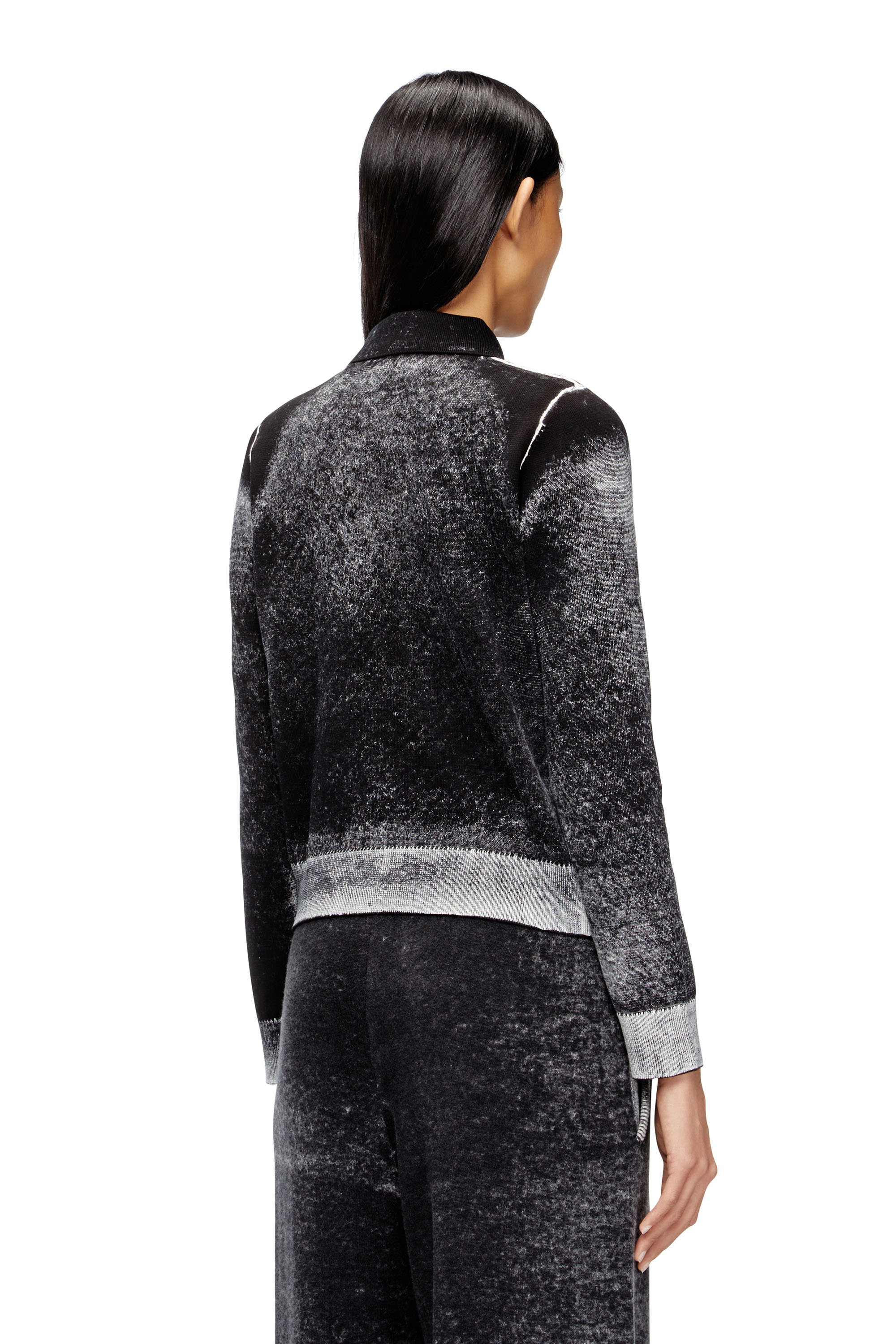 Diesel - M-LOREN, Female's 襟付きカーディガン in グレー/ブラック - 4