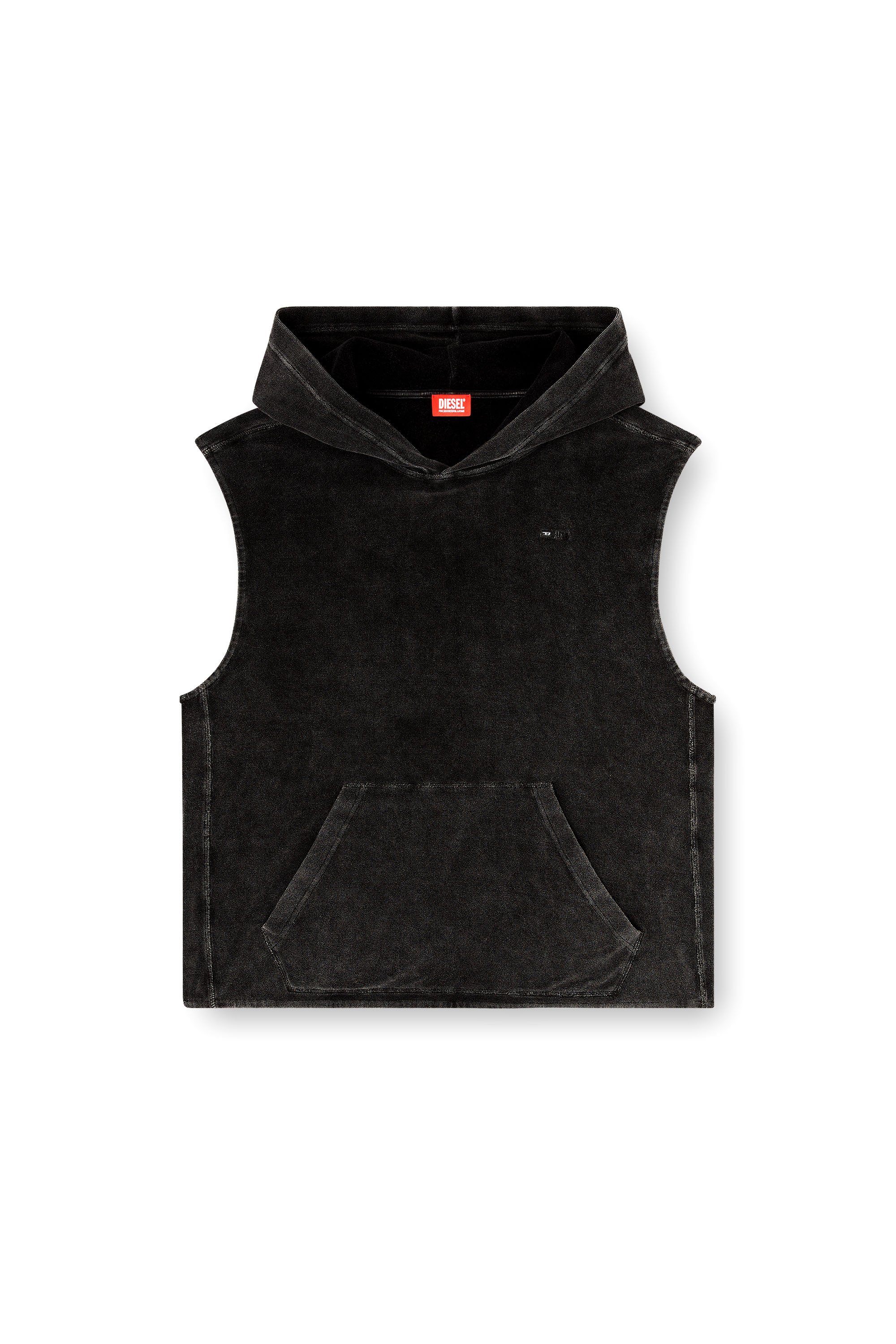 Diesel - ARUBA-DNM, Male's Sleeveless hoodie with denim effect in ブラック - 4
