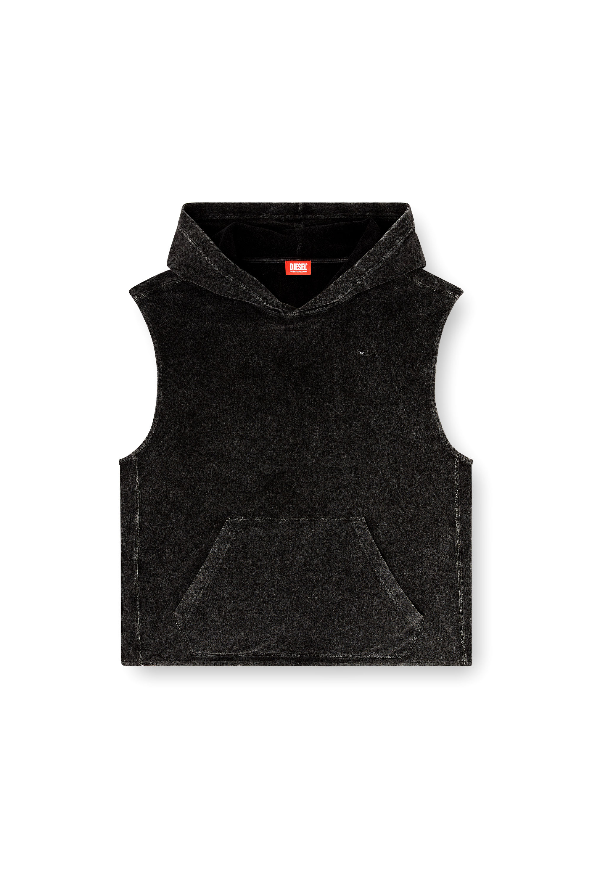 Diesel - ARUBA-DNM, Male's Sleeveless hoodie with denim effect in ブラック - 4