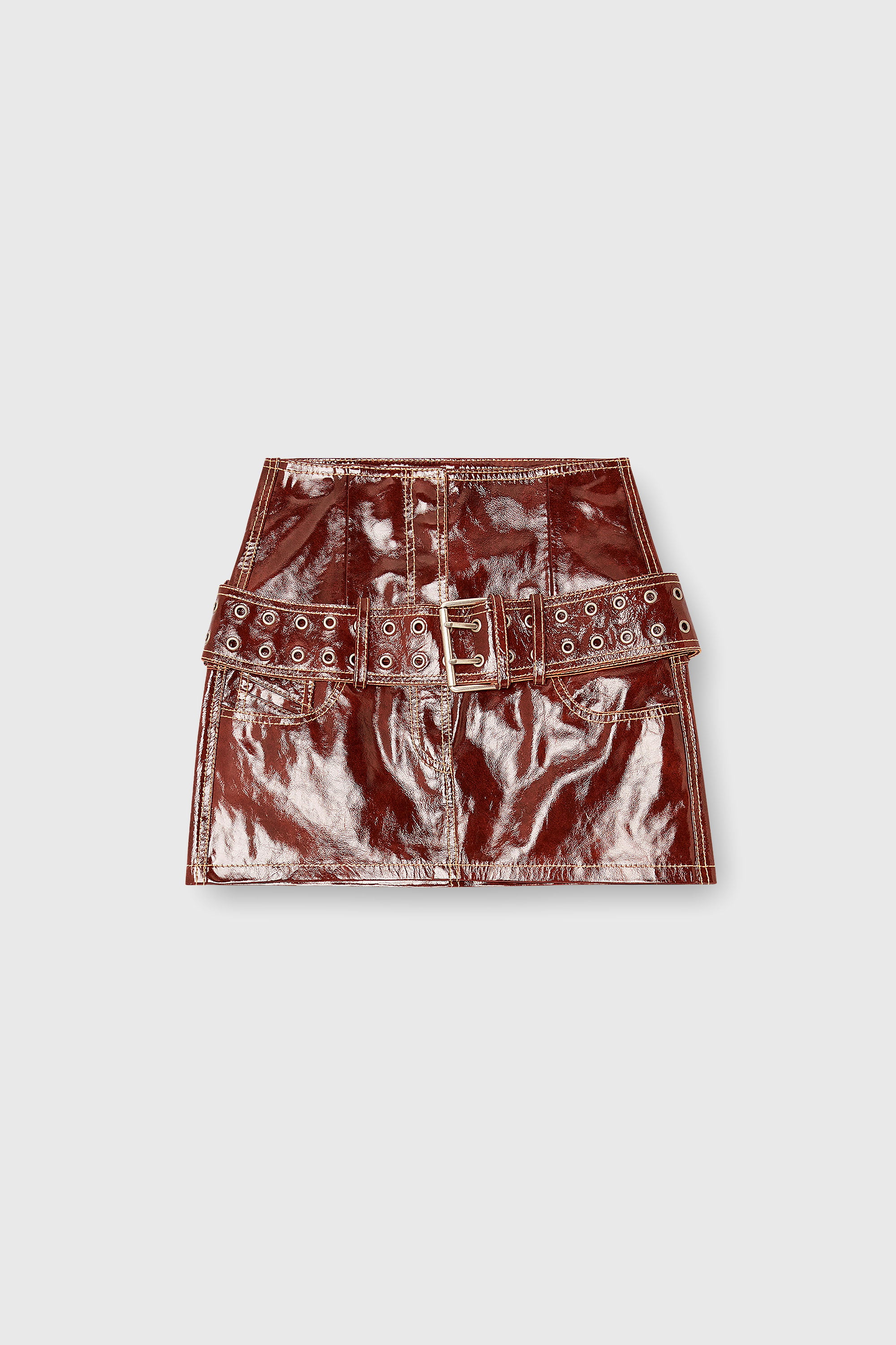 Diesel - L-EVANT, Female's レザースカート in ブラウン - 2