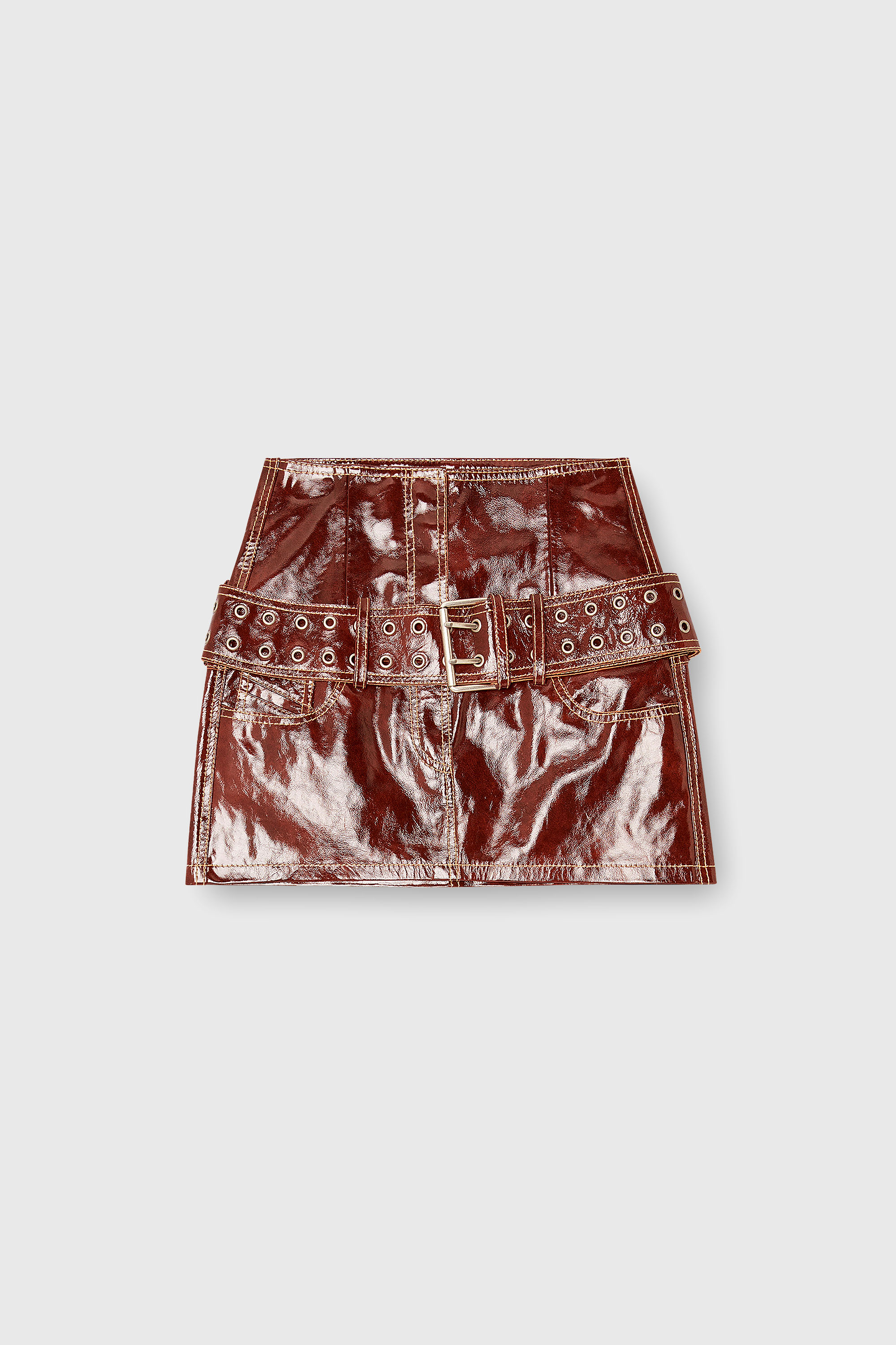 Diesel - L-EVANT, Female's レザースカート in ブラウン - 2