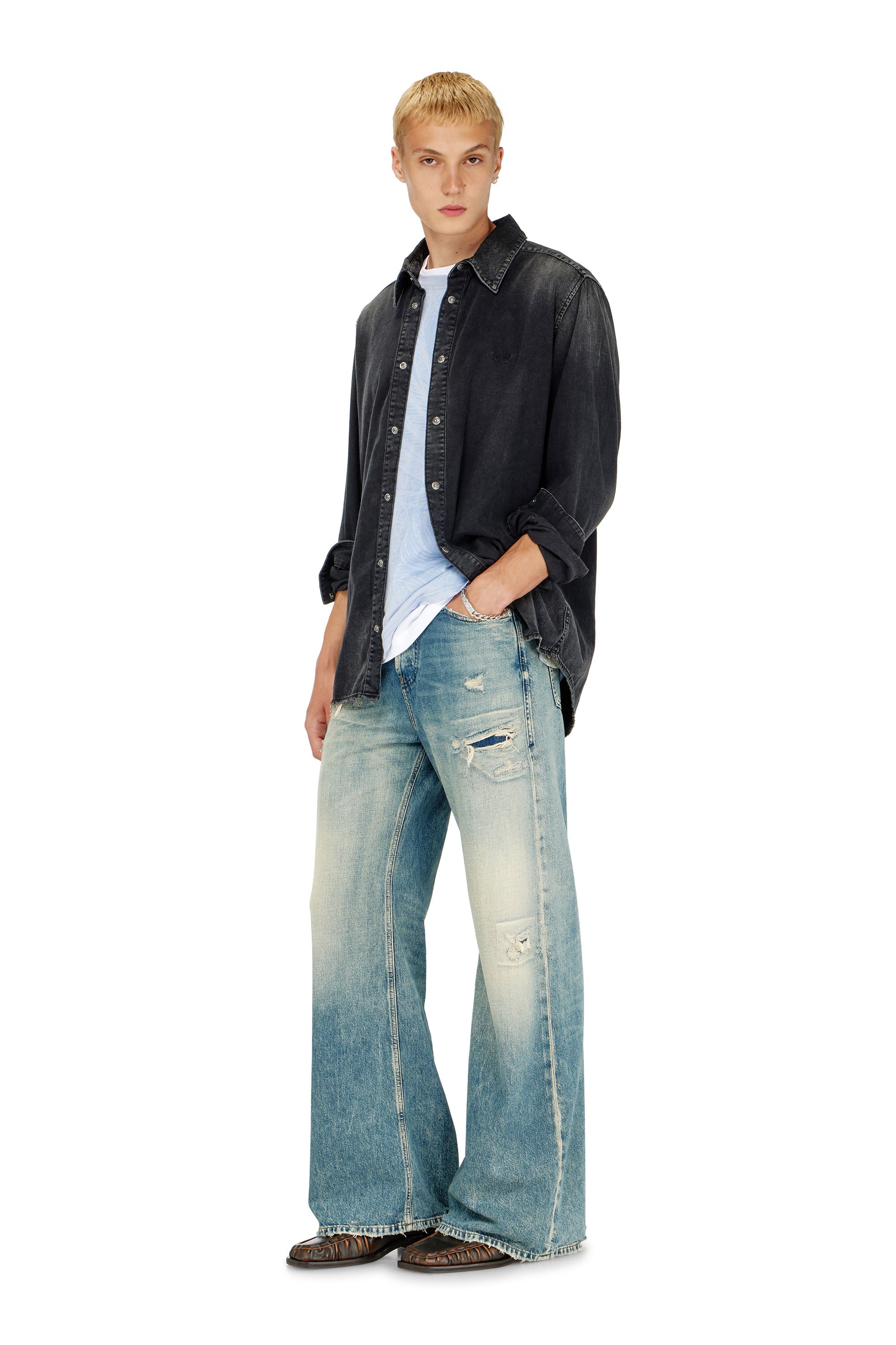 Diesel - D-SIMPLY, Male's Long-sleeve denim shirt in ブラック - 2