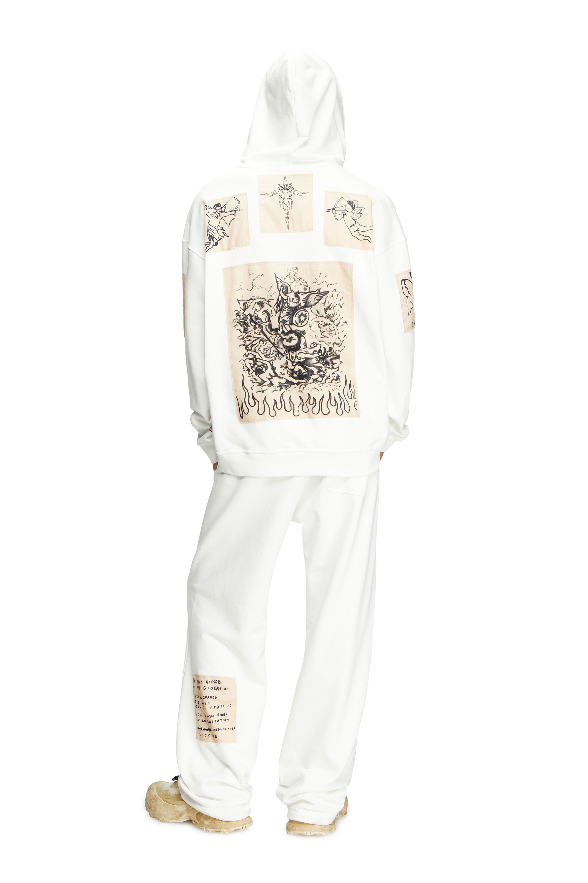 Diesel - S-BOXT-HOOD-DD, Unisex's Hoodie with tattoo patches in ホワイト - 2