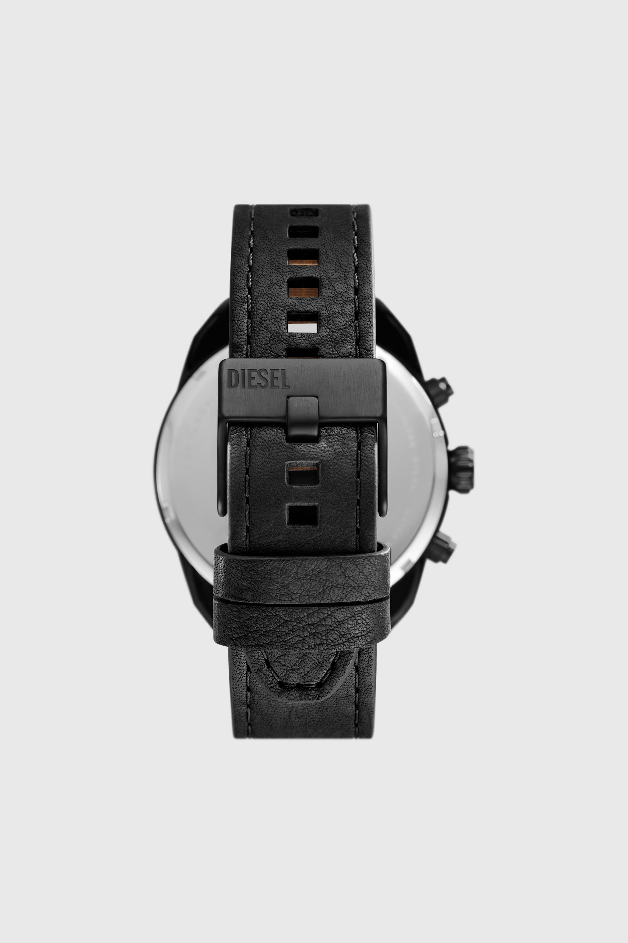 Diesel - DZ4667, Male's Spiked chronograph black leather watch in ブラック - 2