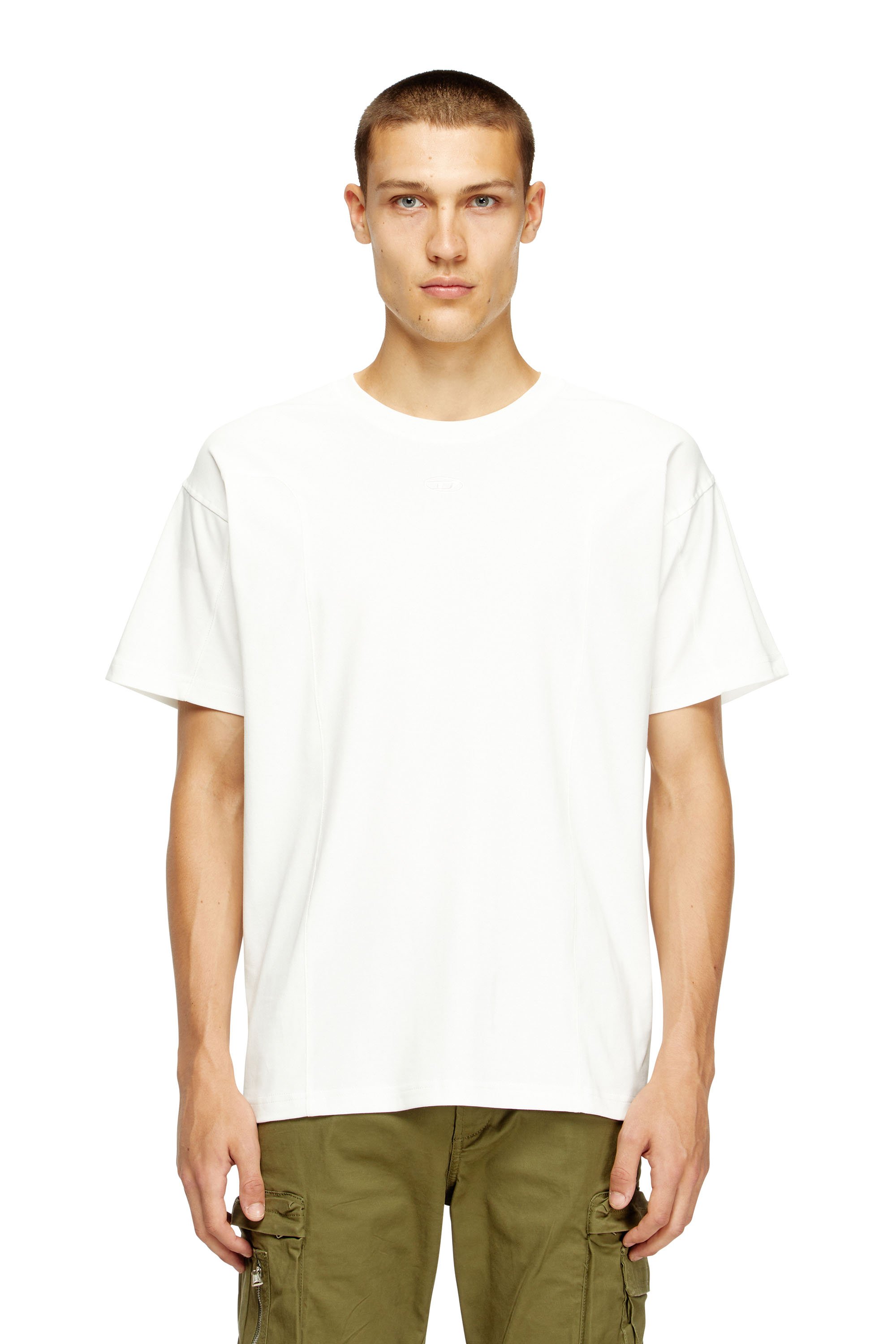 Diesel - T-NORM-INT, Male's Short-sleeve T-shirt with panels in ホワイト - 1