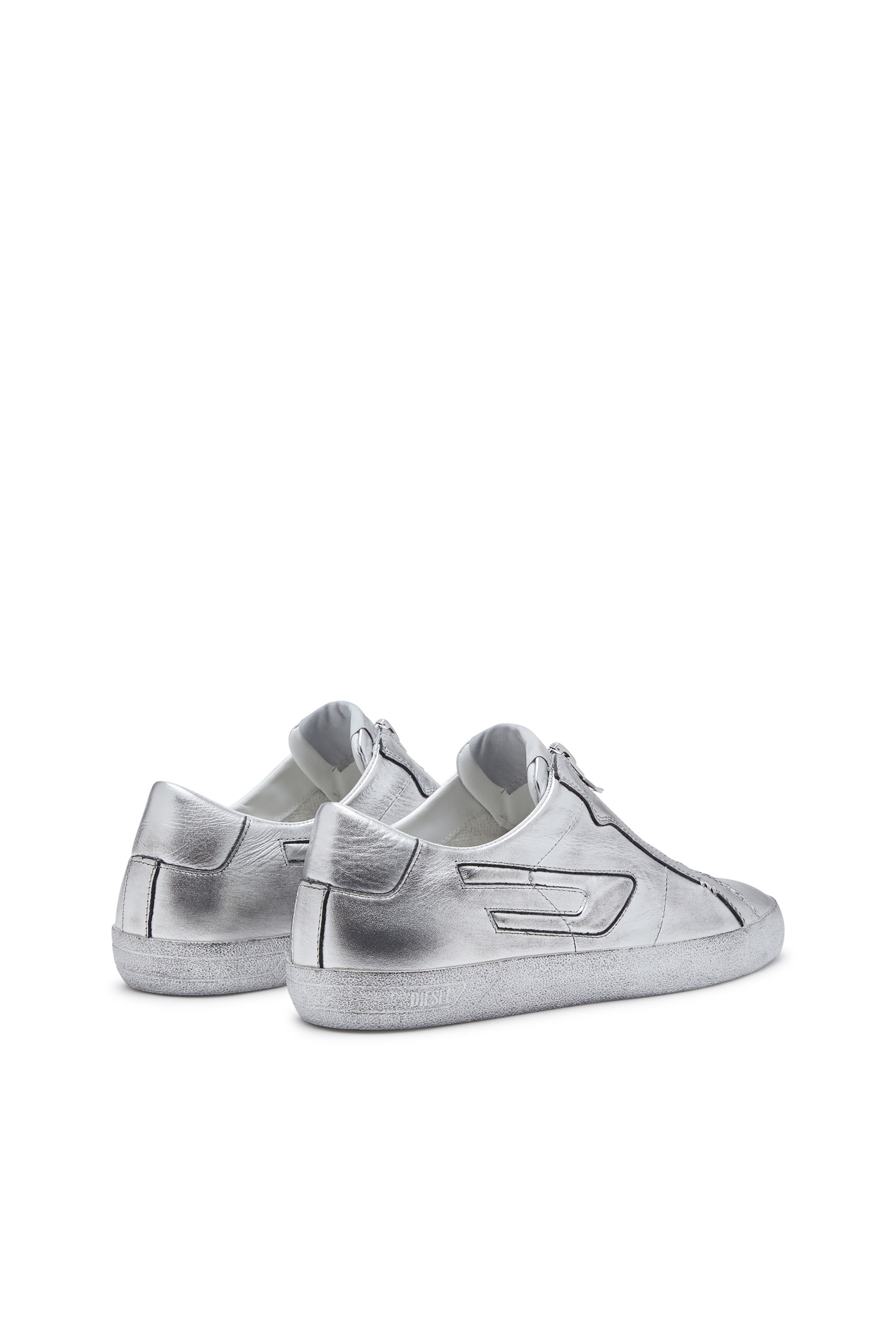 S-LEROJI ZIP LOW（MEN）: メタリックレザースニーカー｜ディーゼル 