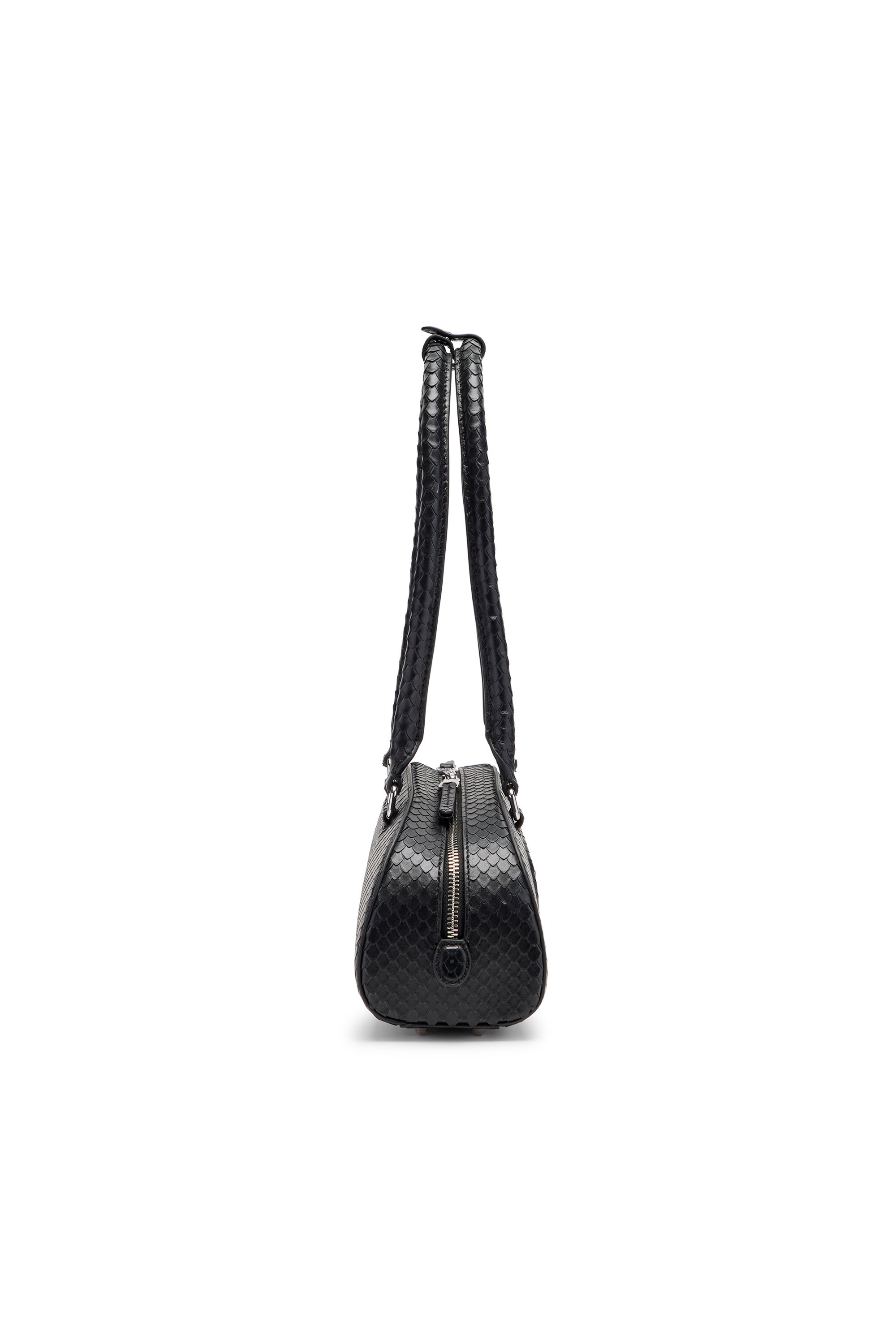 Diesel - 1DR DOME SHOULDER EW, Female's 1DR Dome-Elongated bowling bag in textured leather in ブラック - 4
