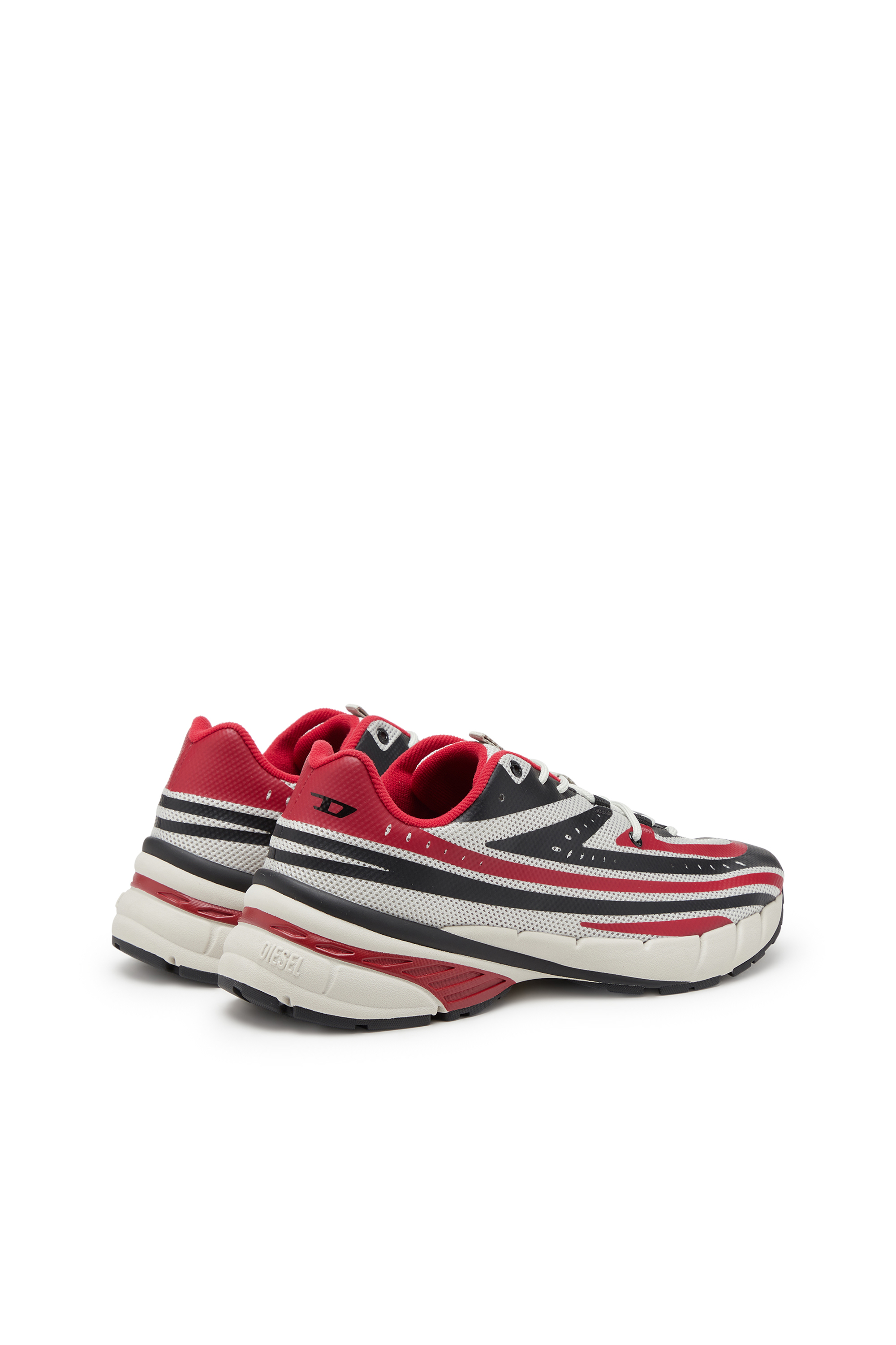 Diesel - D-AIRSPEED LOW, Male's D-Airspeed Low-Striped sneakers in coated mesh in ブラック/レッド - 3