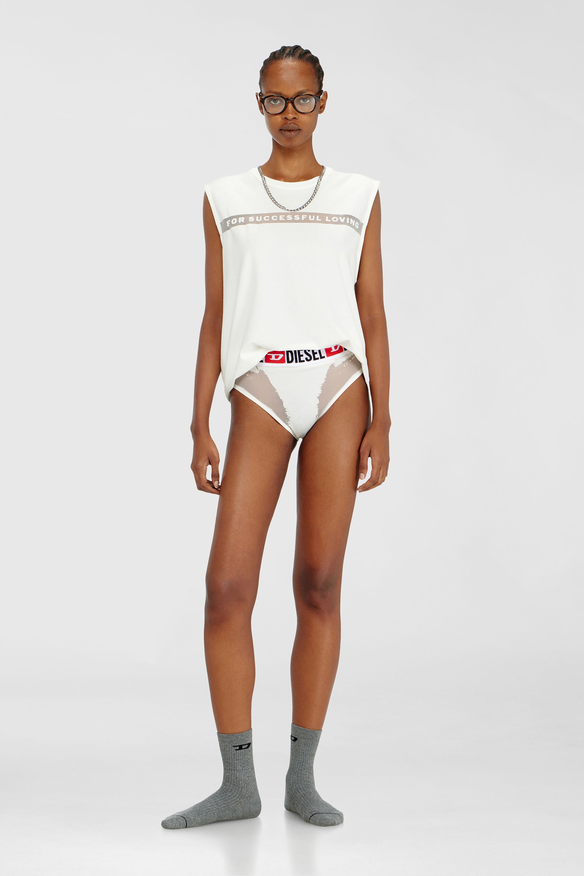 Diesel - PR-SAM-D-CORE, Female's Briefs with sheer devor&eacute; effect in ホワイト - 1