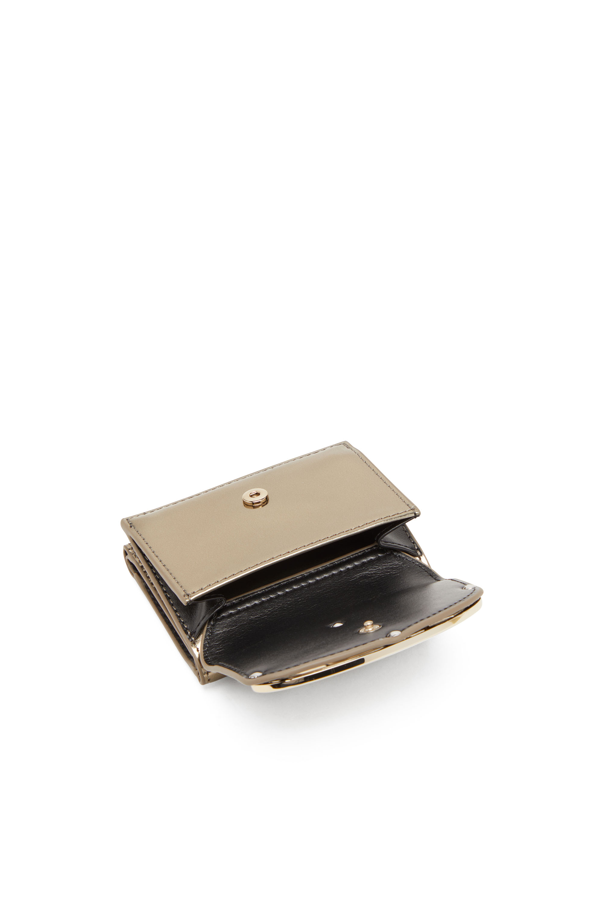 Diesel - 1DR TRI FOLD COIN XS II, Female's Tri-fold wallet in mirrored leather in ブロンズ - 4
